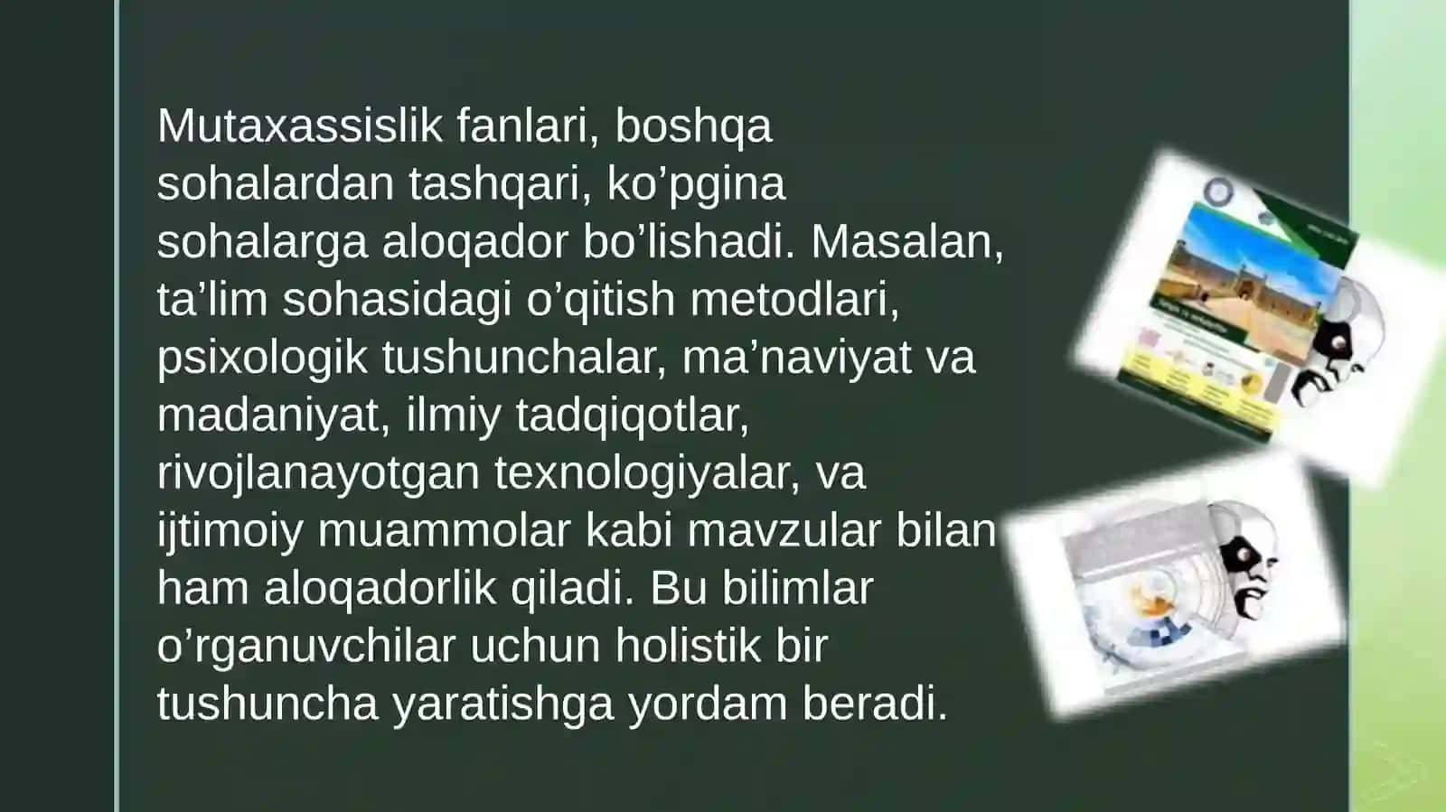 Mutaxassislik fanlarning boshqa fanlar bilan aloqadorligi 4