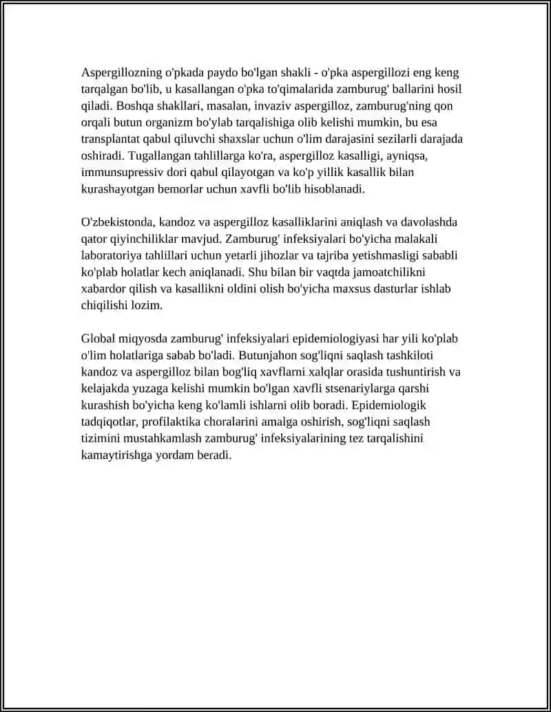 ZAMBURUG INFEKSIYALARI. (KANDIDOZ, ASPERGILLEZ) 4