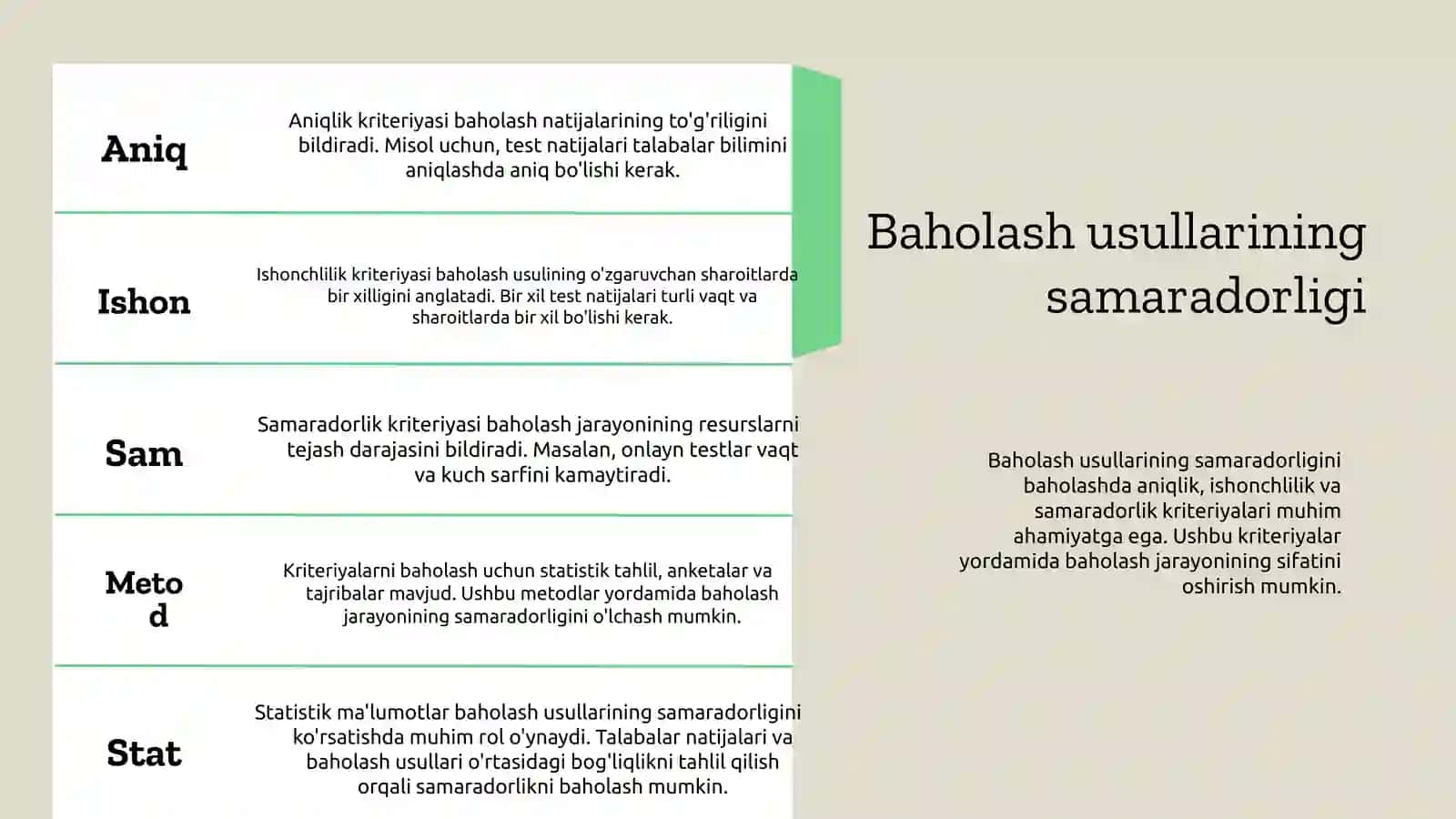 Baholash usullari va ularning samaradorligi 4