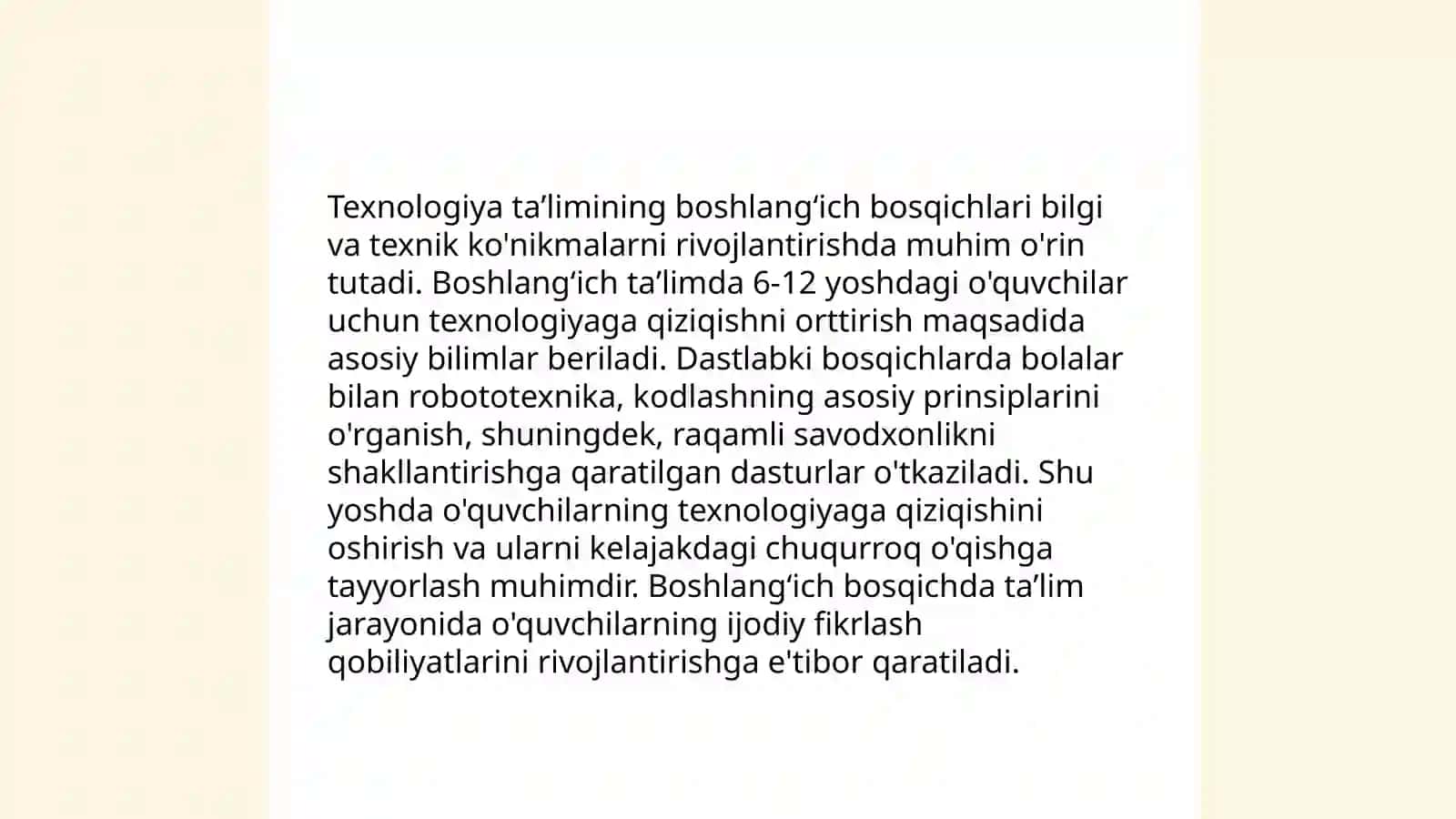 Texnologiya Fanining Maktab Oʻquv Rejasiga Kiritilishi va Tarixiy Taraqqiyoti 4