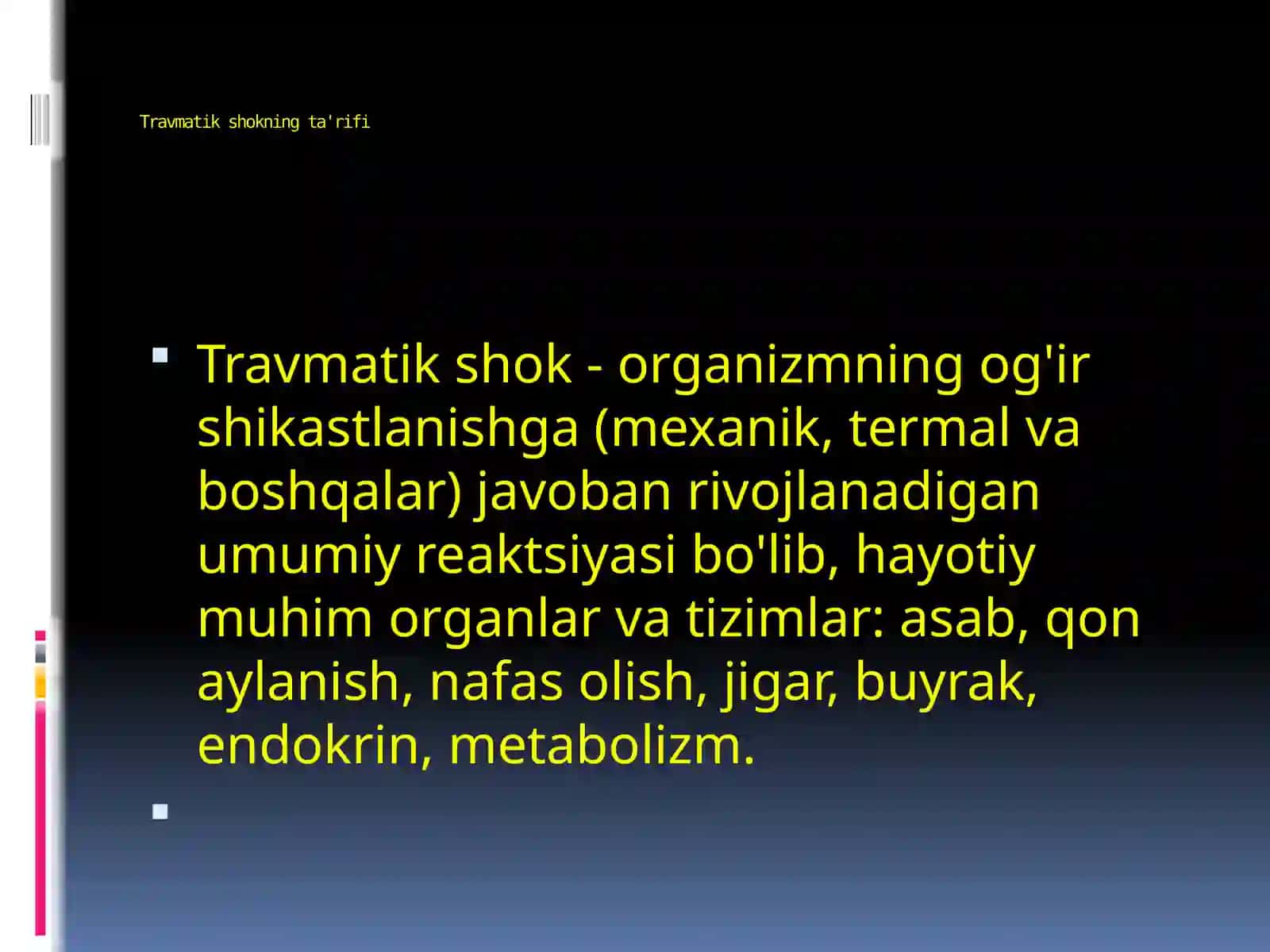 Travmatik shok. Uzoq muddatli siqilish sindromi 4
