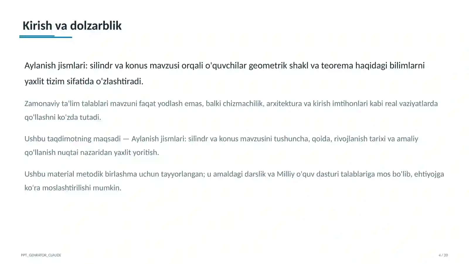 Geometriya (7–11) — metodik birlashma uchun 4