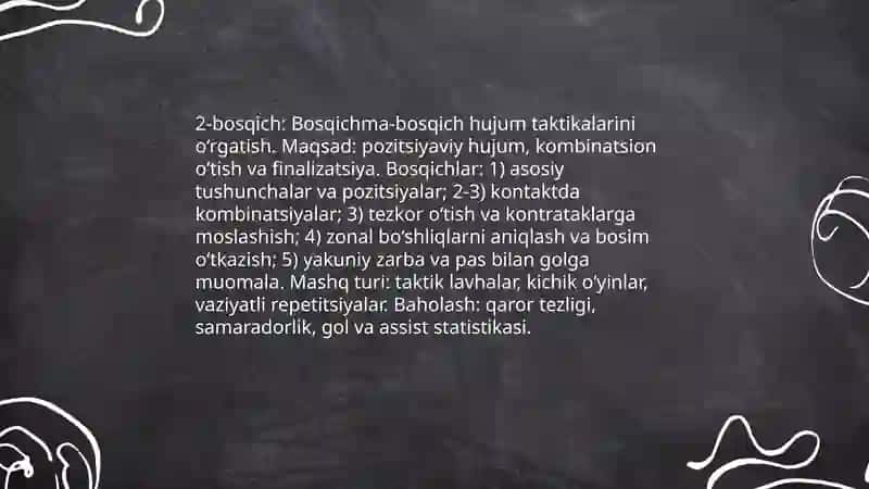Spoʻrt mahoratini takomilashtirish bosqichda hujum va himoya 4