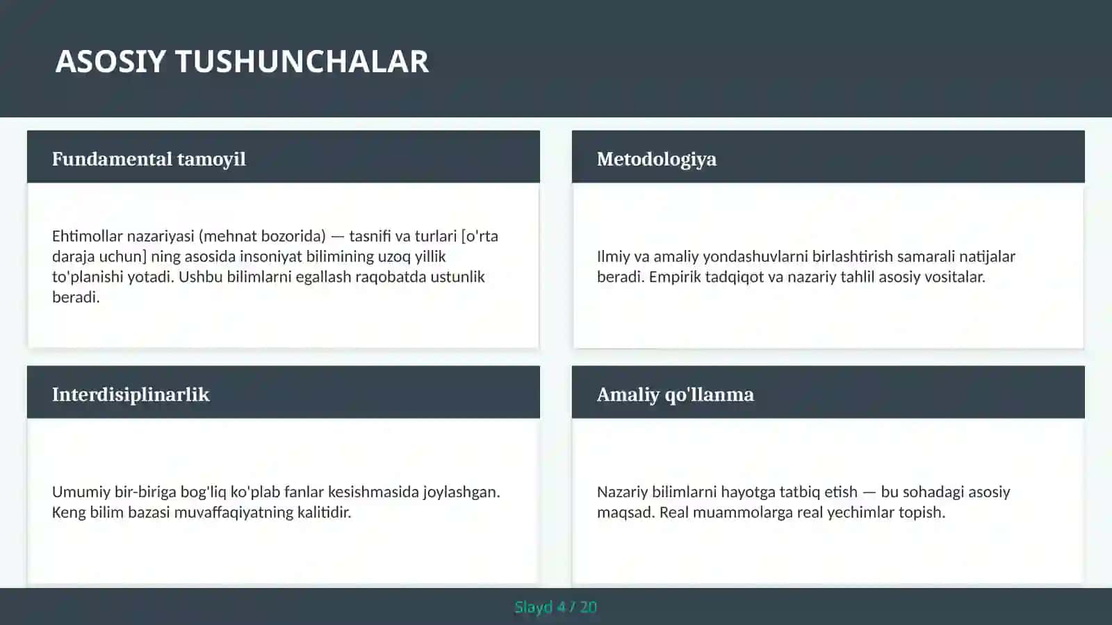 EHTIMOLLAR NAZARIYASI (MEHNAT BOZORIDA) — TASNIFI VA TURLARI [O'RTA DARAJA UCHUN] 4