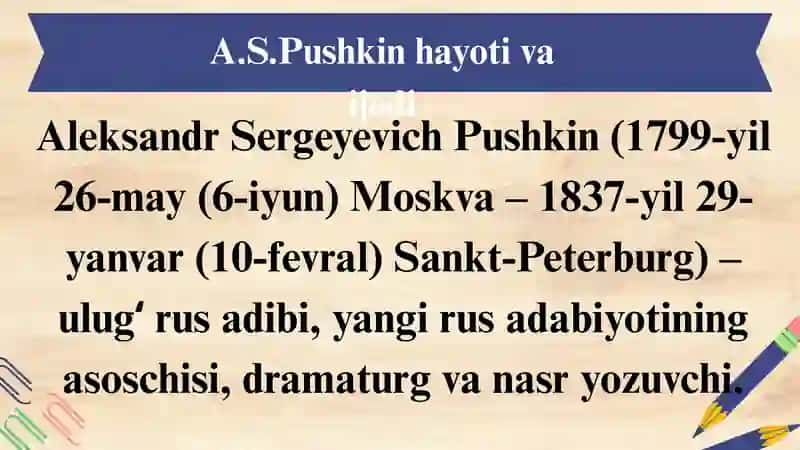 A.S.Pushkin hayoti va ijodi 4