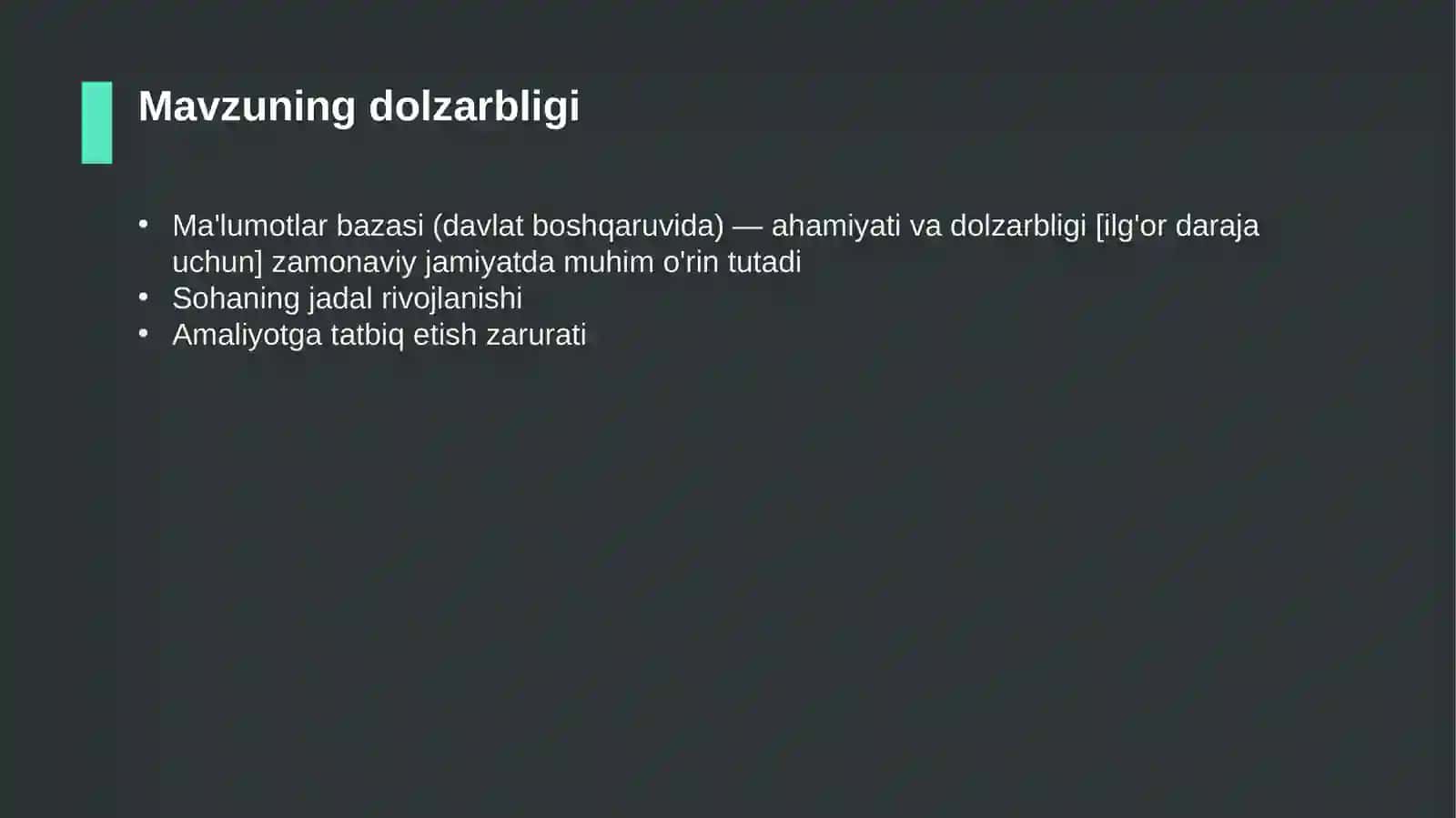 Ma'lumotlar bazasi (davlat boshqaruvida) — ahamiyati va dolzarbligi [ilg'or daraja uchun] 4