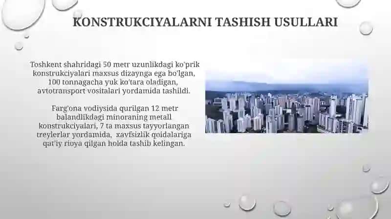 konstruksiyalarni tashish usullari va vositalari 4