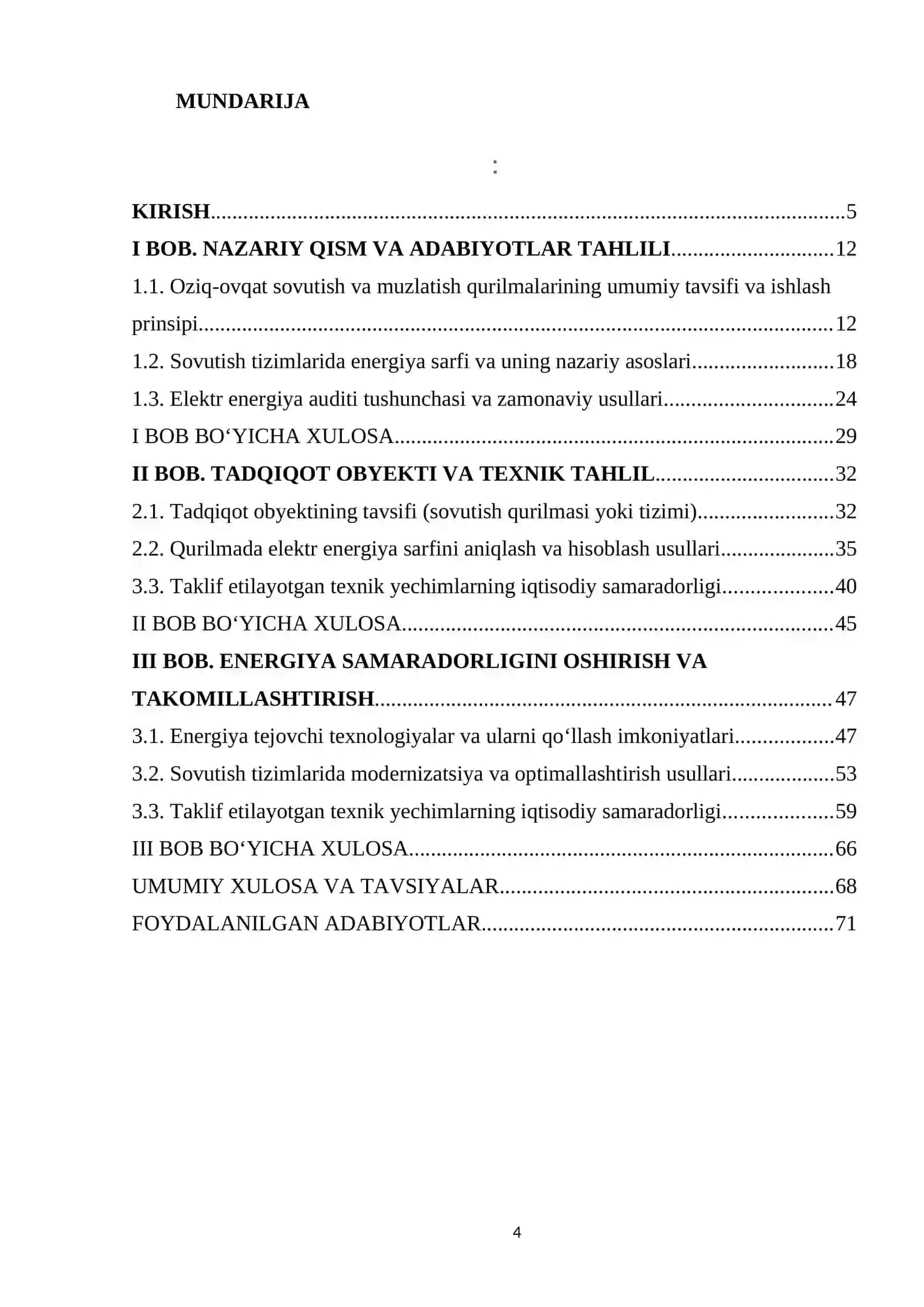 Oziq-ovqat sovutish va muzlatish qurilmalarida elektr energiya auditi 4
