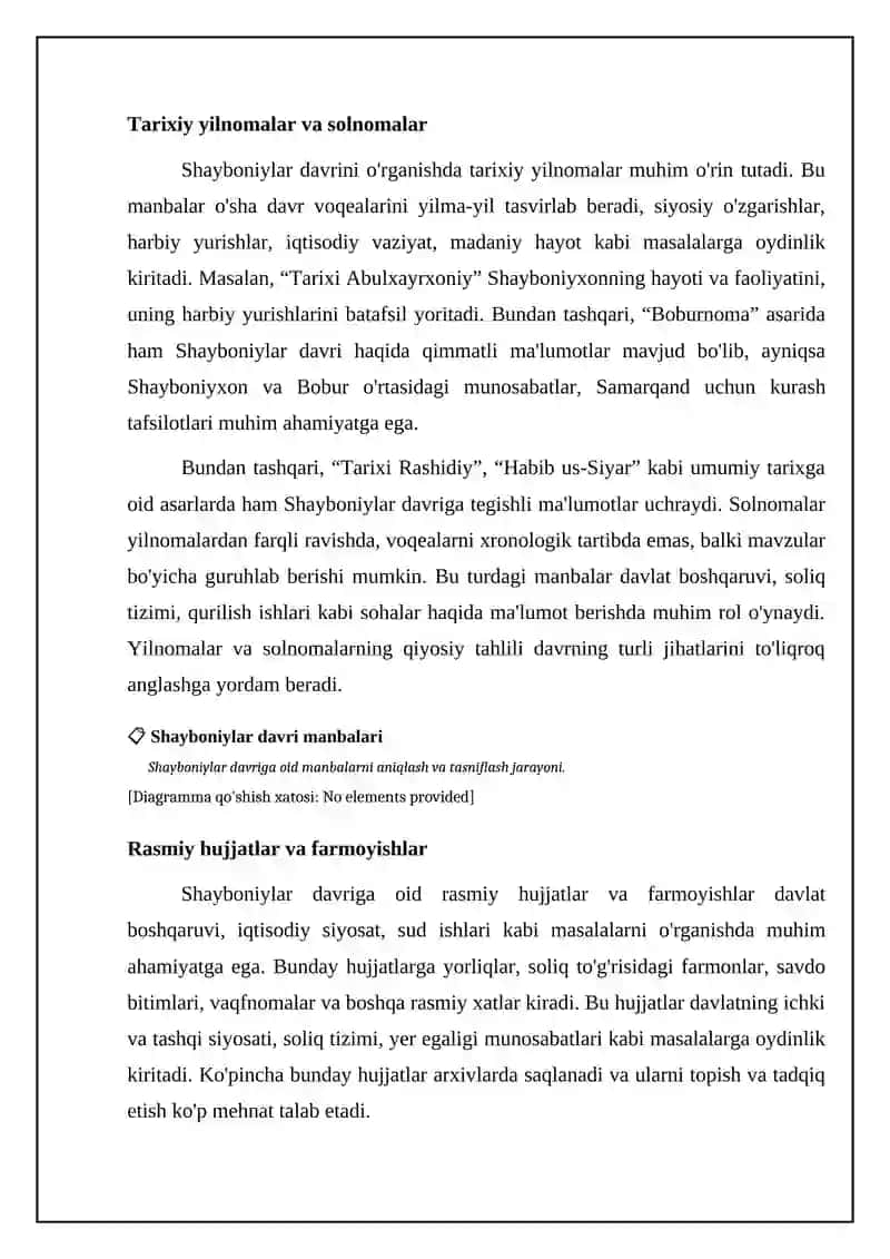Shayboniylar davri manbalarining asosiy turlari 4