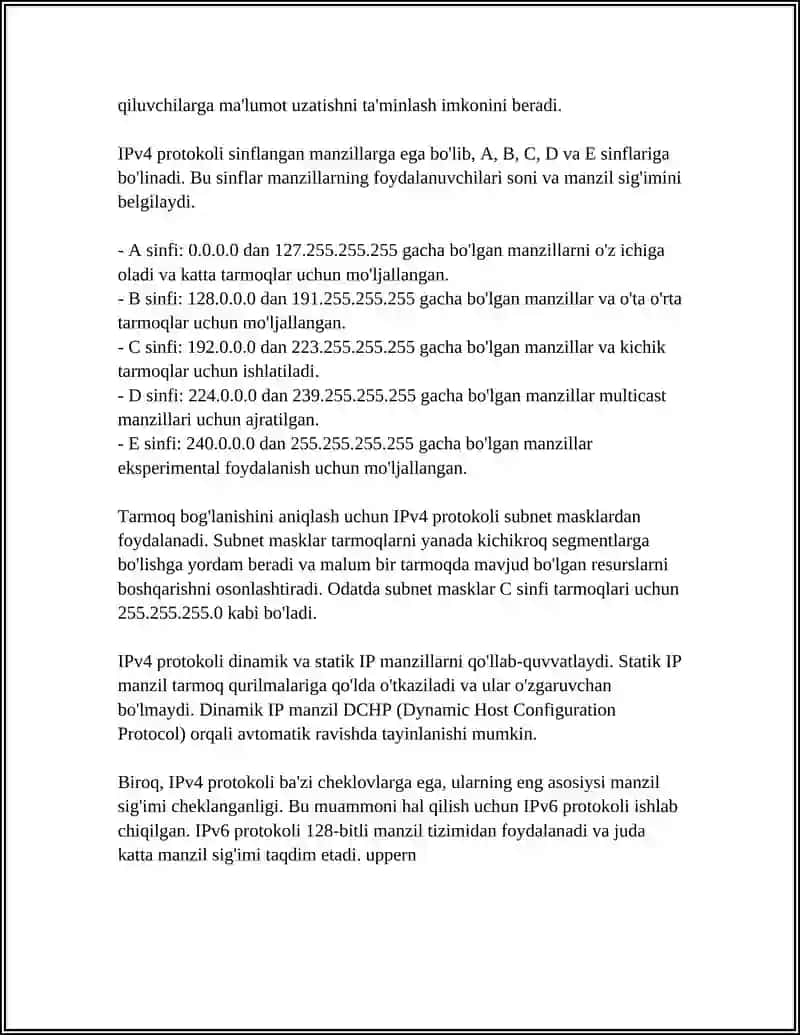 IPV4 PROTOKOLI, MANZIL TURLARI 4