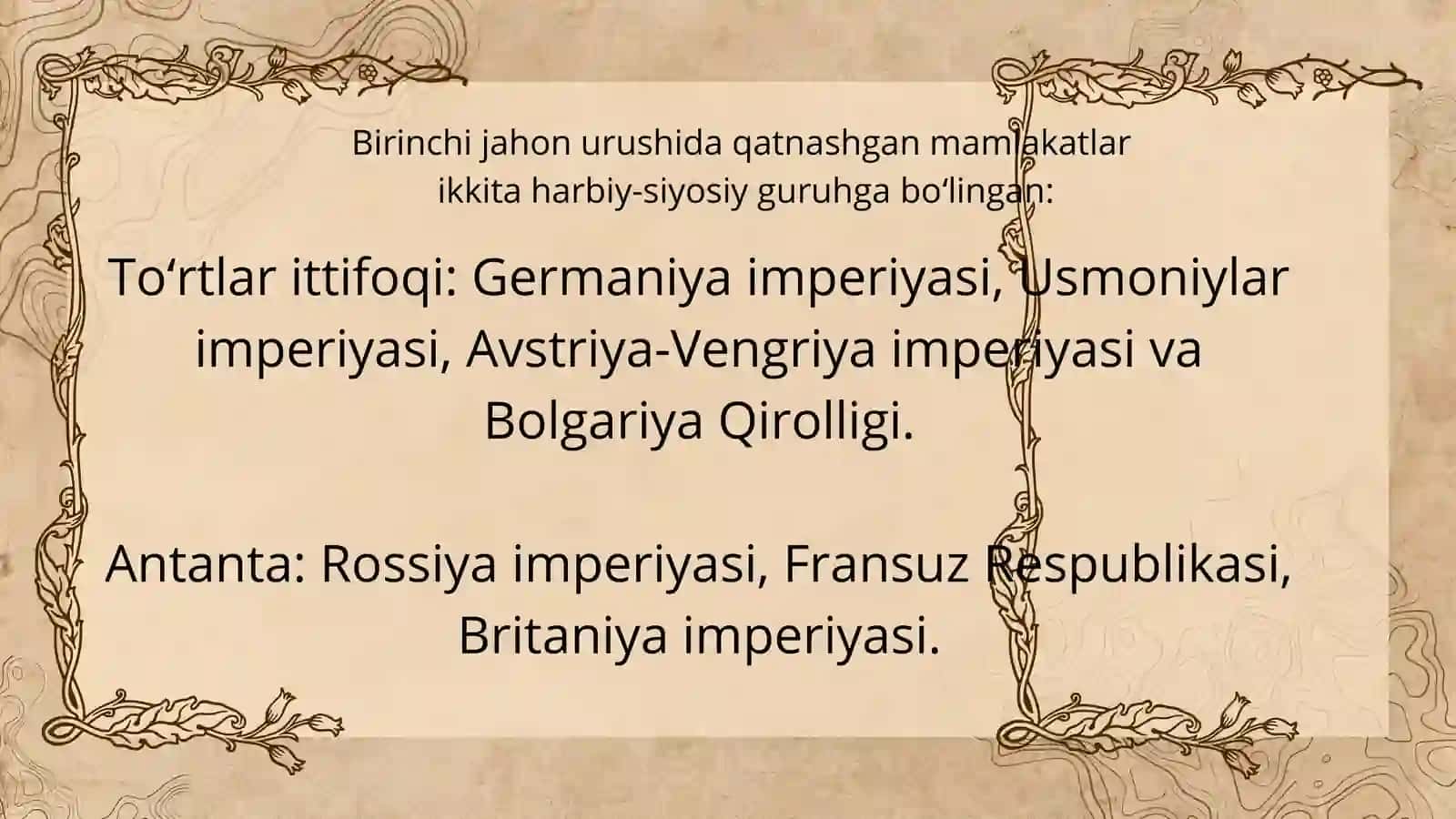 Birinchi Jahon urushining Turkiston olkasiga tasiri va 1916 yil milliy ozodlik harakati 4