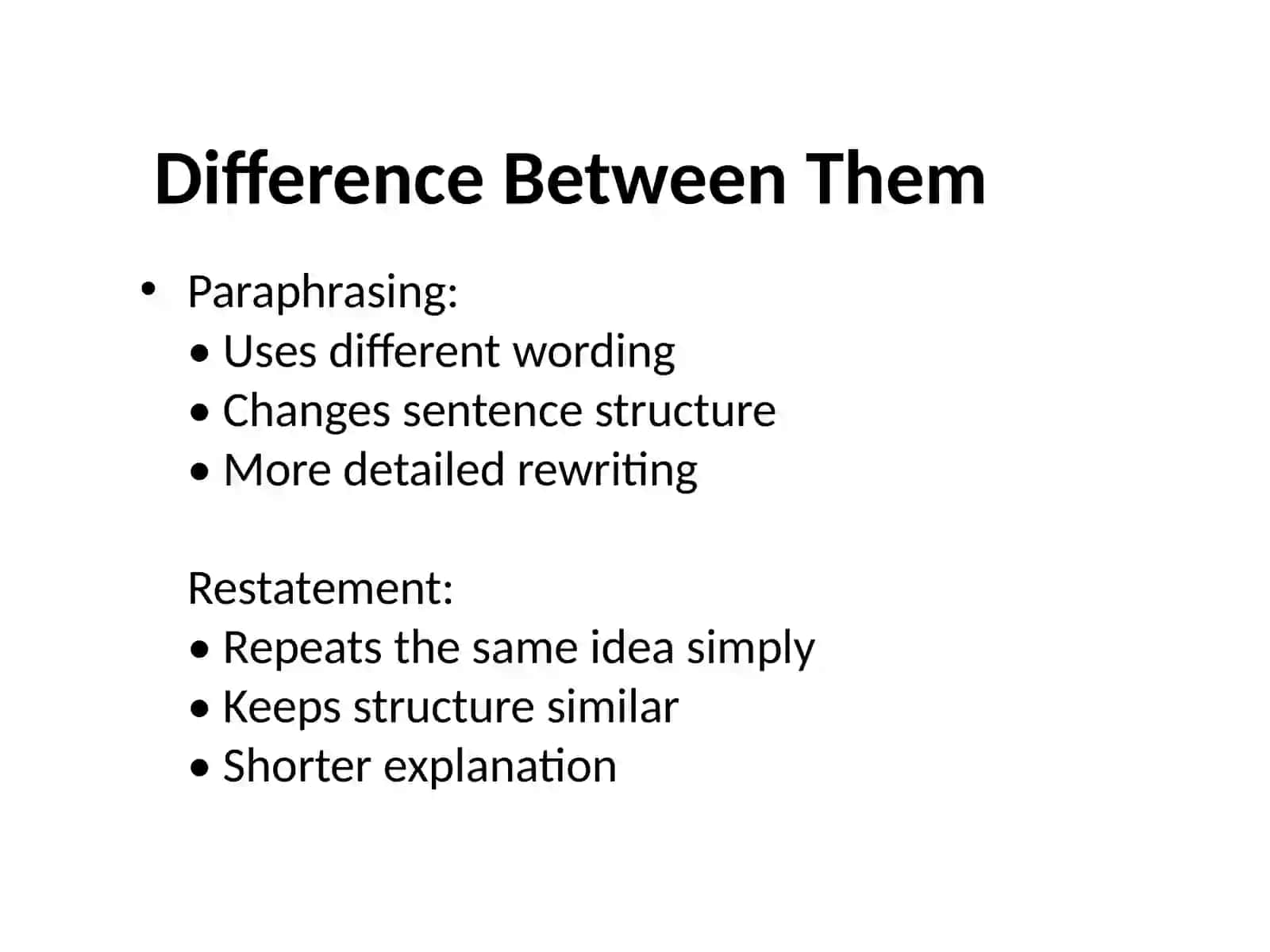 Paraphrasing and Restatements 4