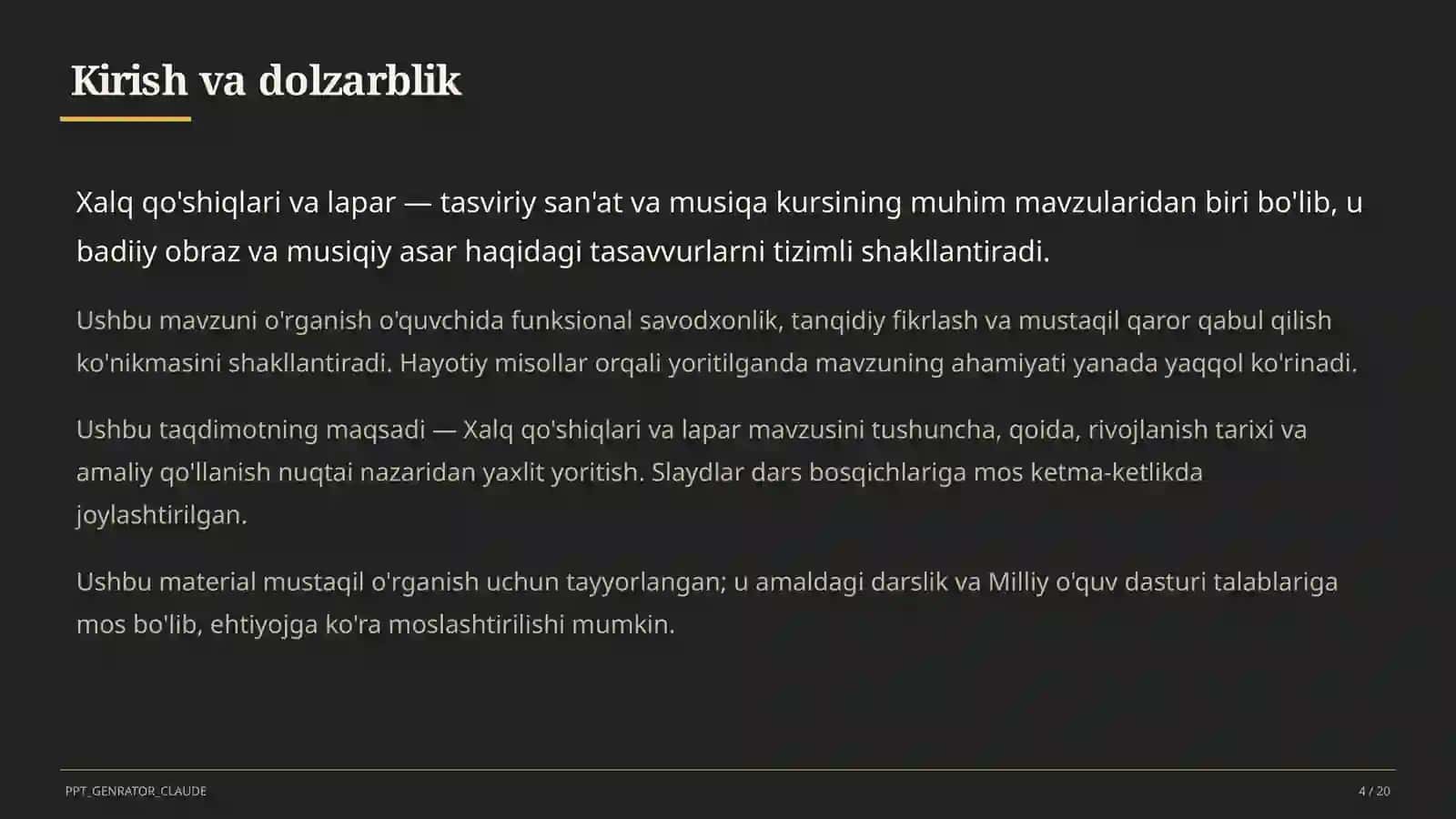 Xalq qo'shiqlari va lapar (3-sinf) 4