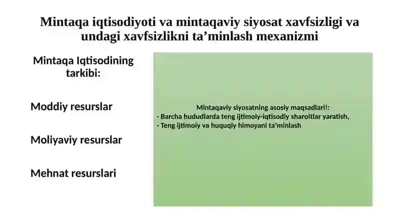 Mintaqa iqtisodiy xavfsizligi va raqobatbardoshligini ta’minlash 4
