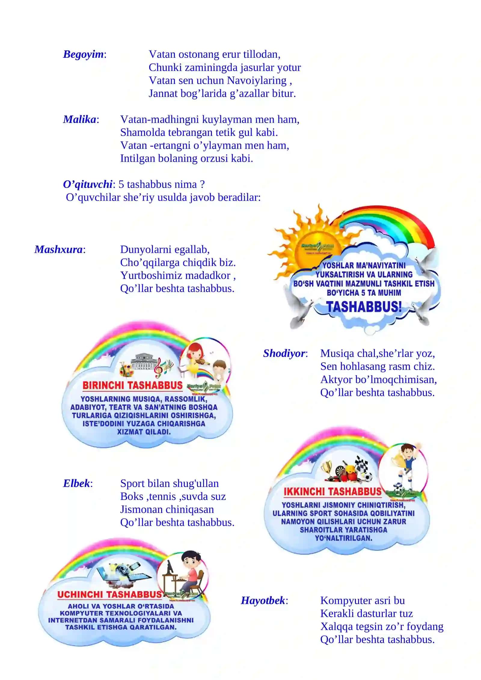 3-sinf Ona tili va o'qish savodxonligi fanidan Sen mening qahramonimsan ochiq dars ishlanma 4