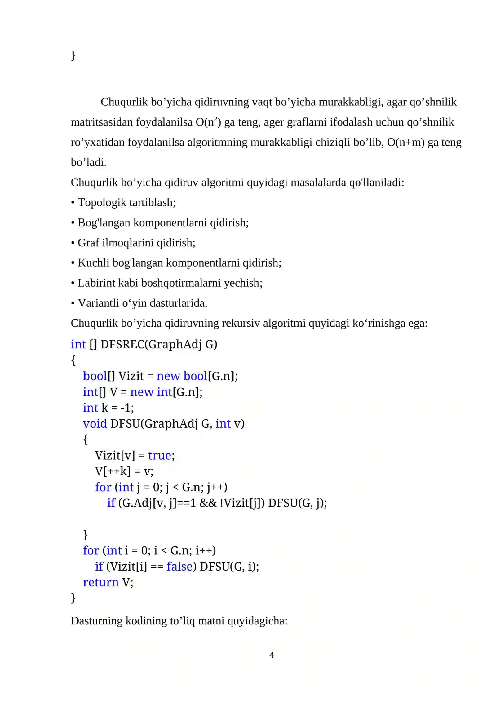 Graf bo’ylab o’tish algoritmlari 4