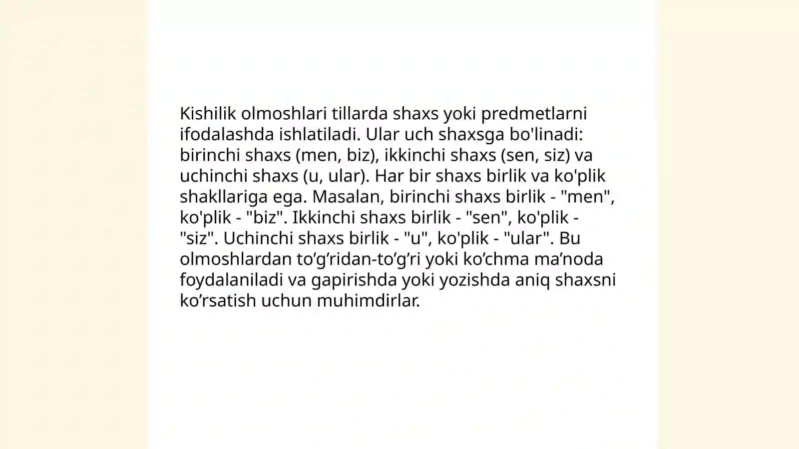 Kishilik olmoshlari 4