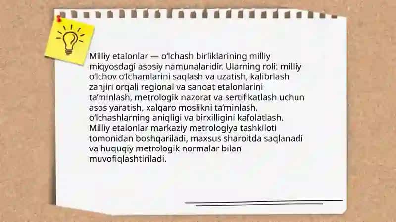 O‘lchashlar biriligini ta’minlash va etalonlar Qurbonov Jamshid 4