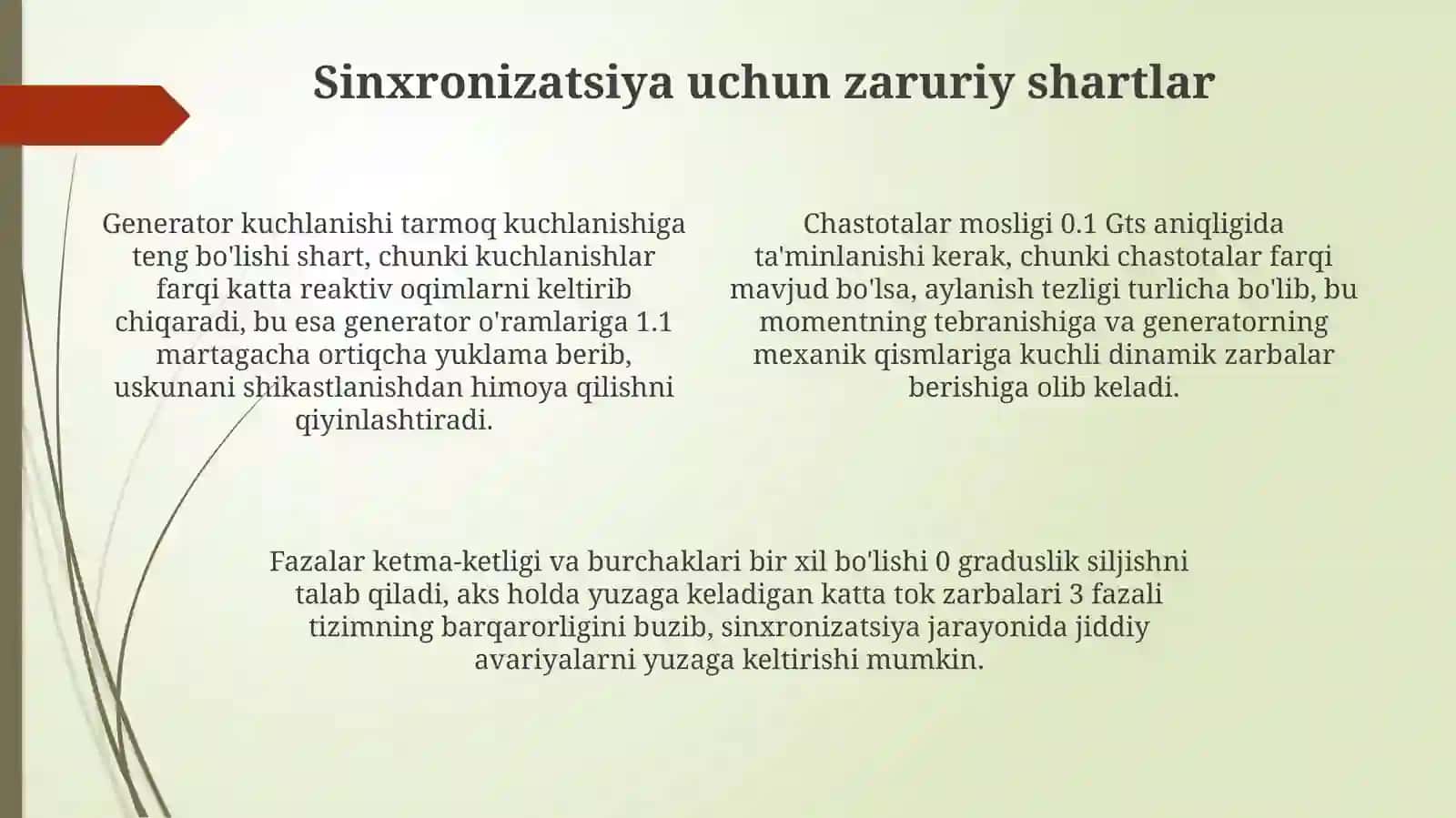 Sinxron generatorlarni sinxronlash 4
