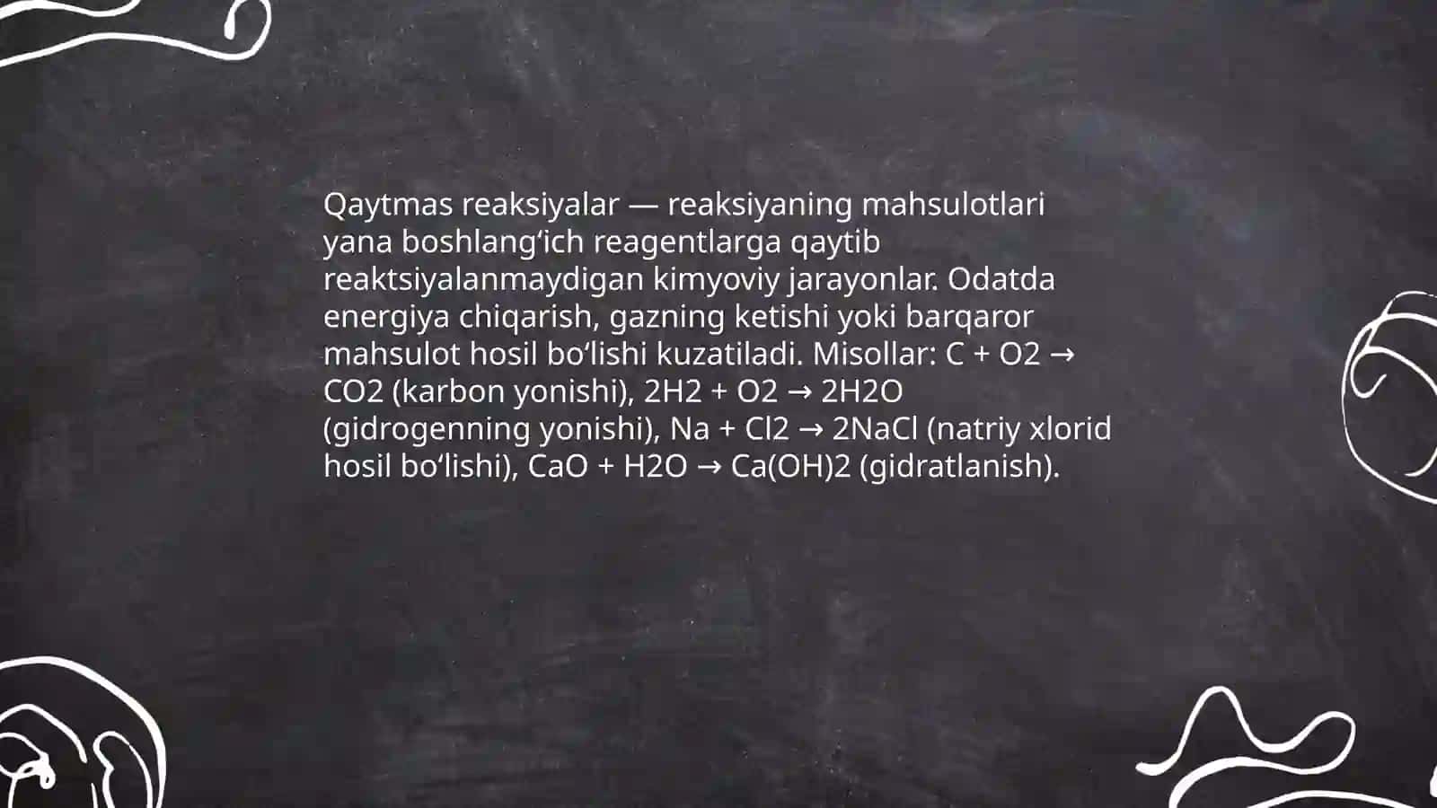 Qaytar va qaytmas reaksiyalar. Kimyoviy muvozanat 4