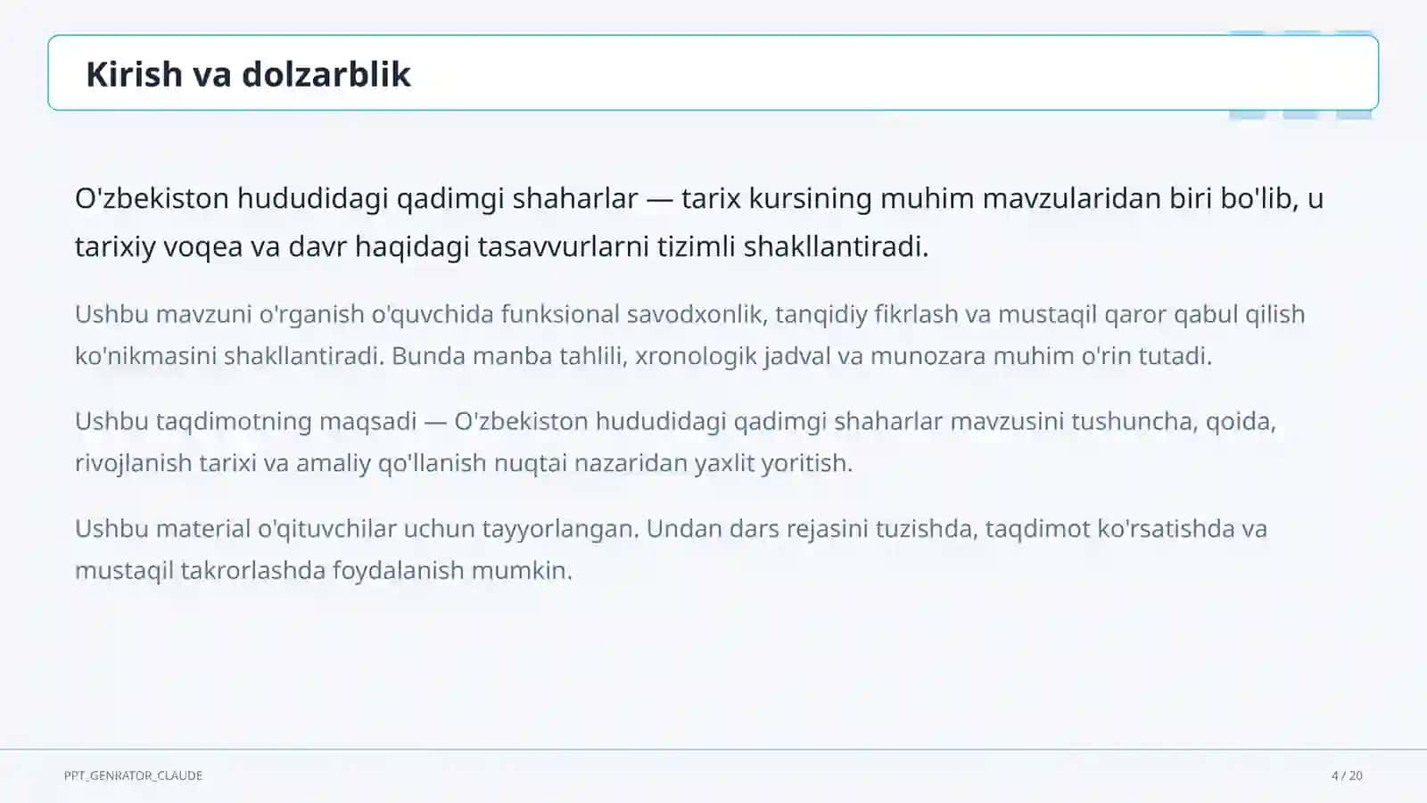 O'zbekiston hududidagi qadimgi shaharlar (5-sinf) 4