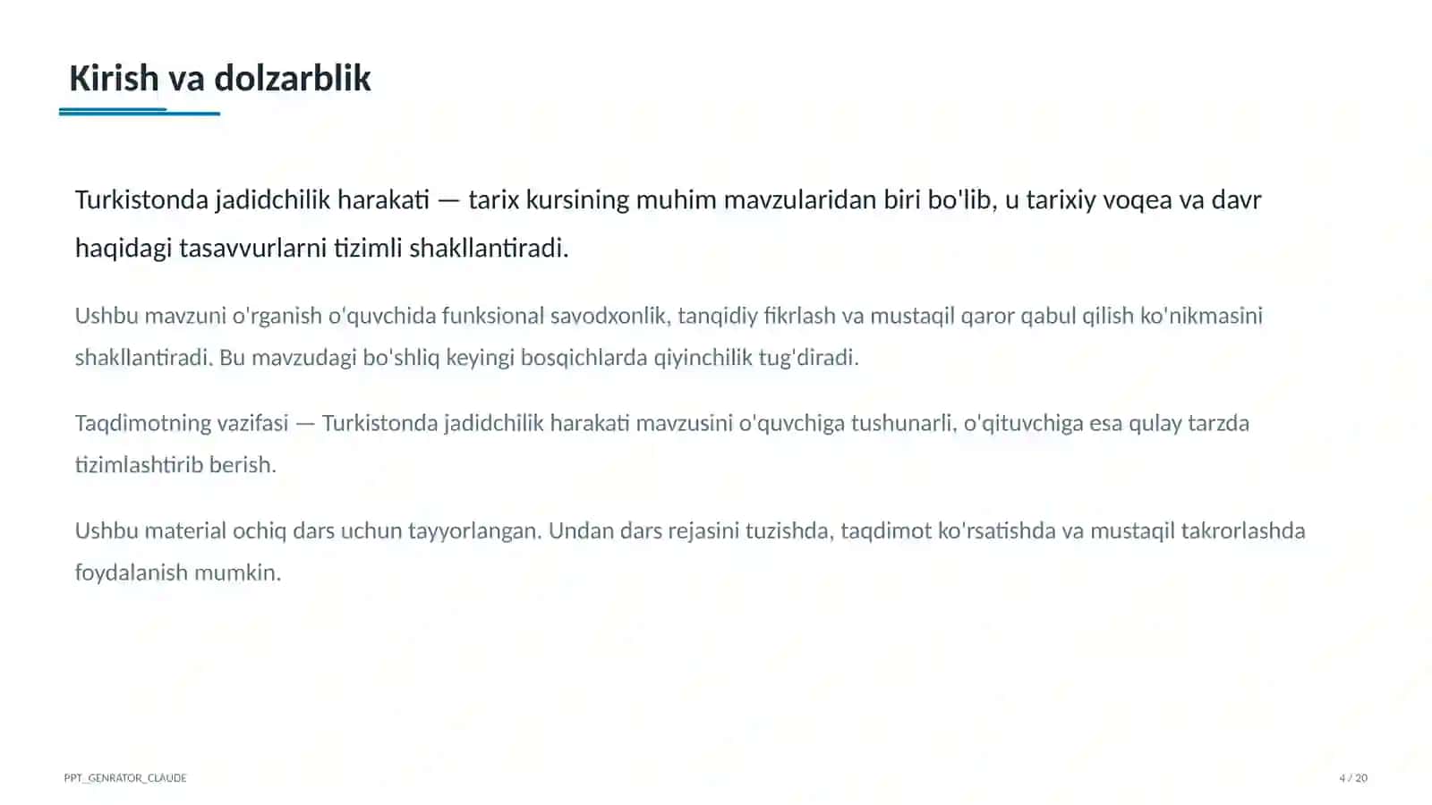 Turkistonda jadidchilik harakati (9-sinf) 4