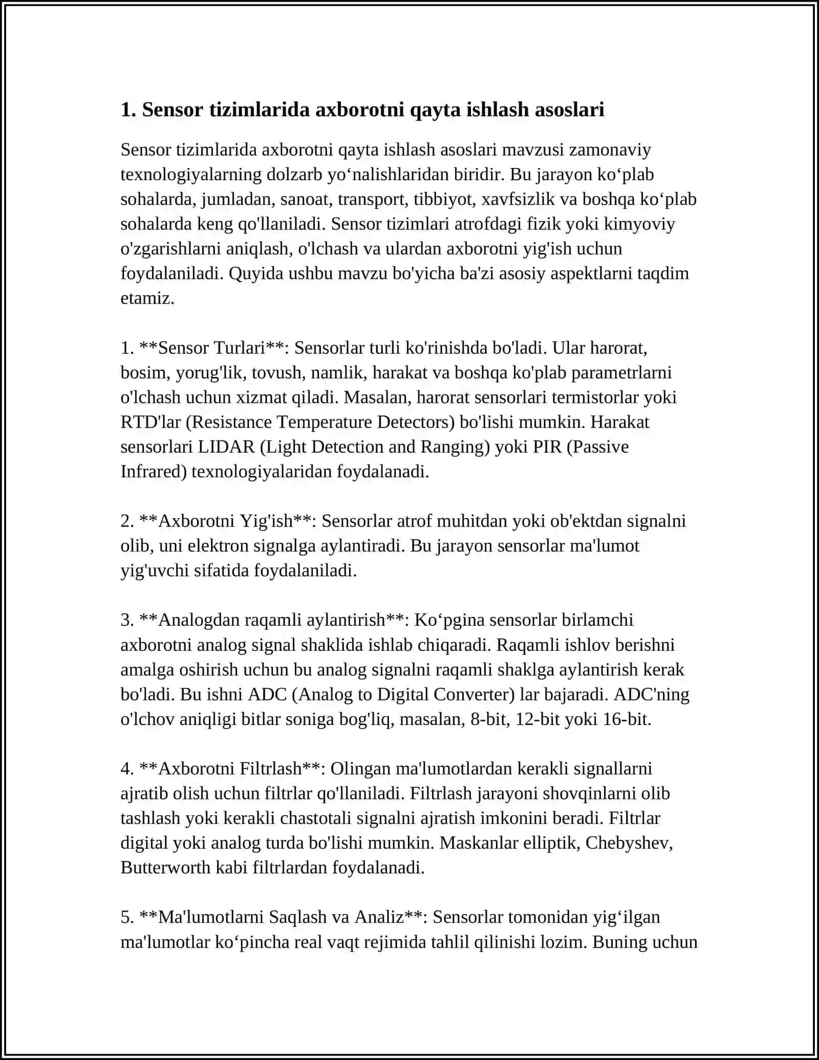 SENSOR TIZIMIDA AXBOROTNI QAYTA ISHLASH MEXANIZMLARI 4