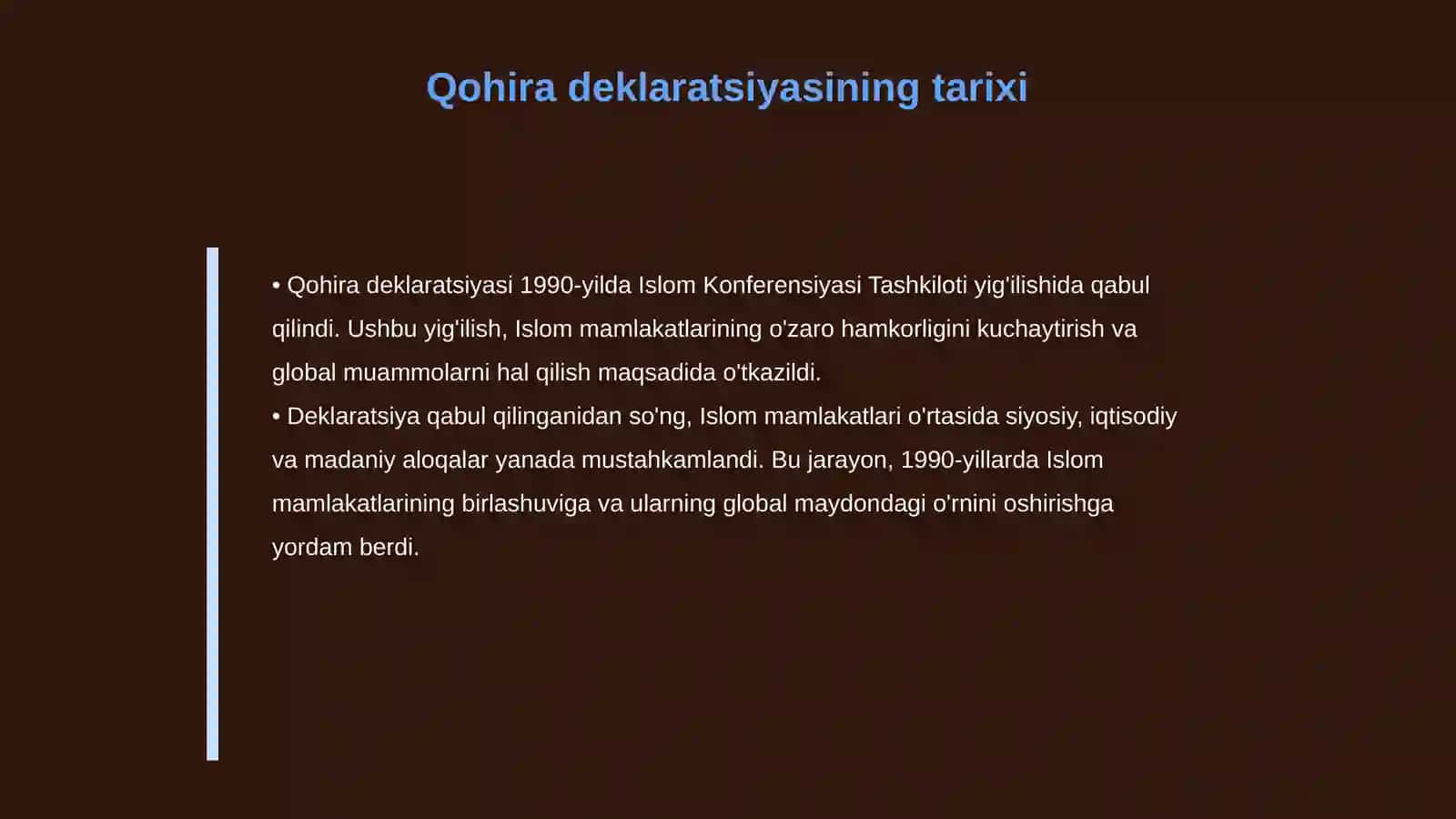 Islom doirasida Qohira deklaratsiyasi tarixi va mazmuni 4