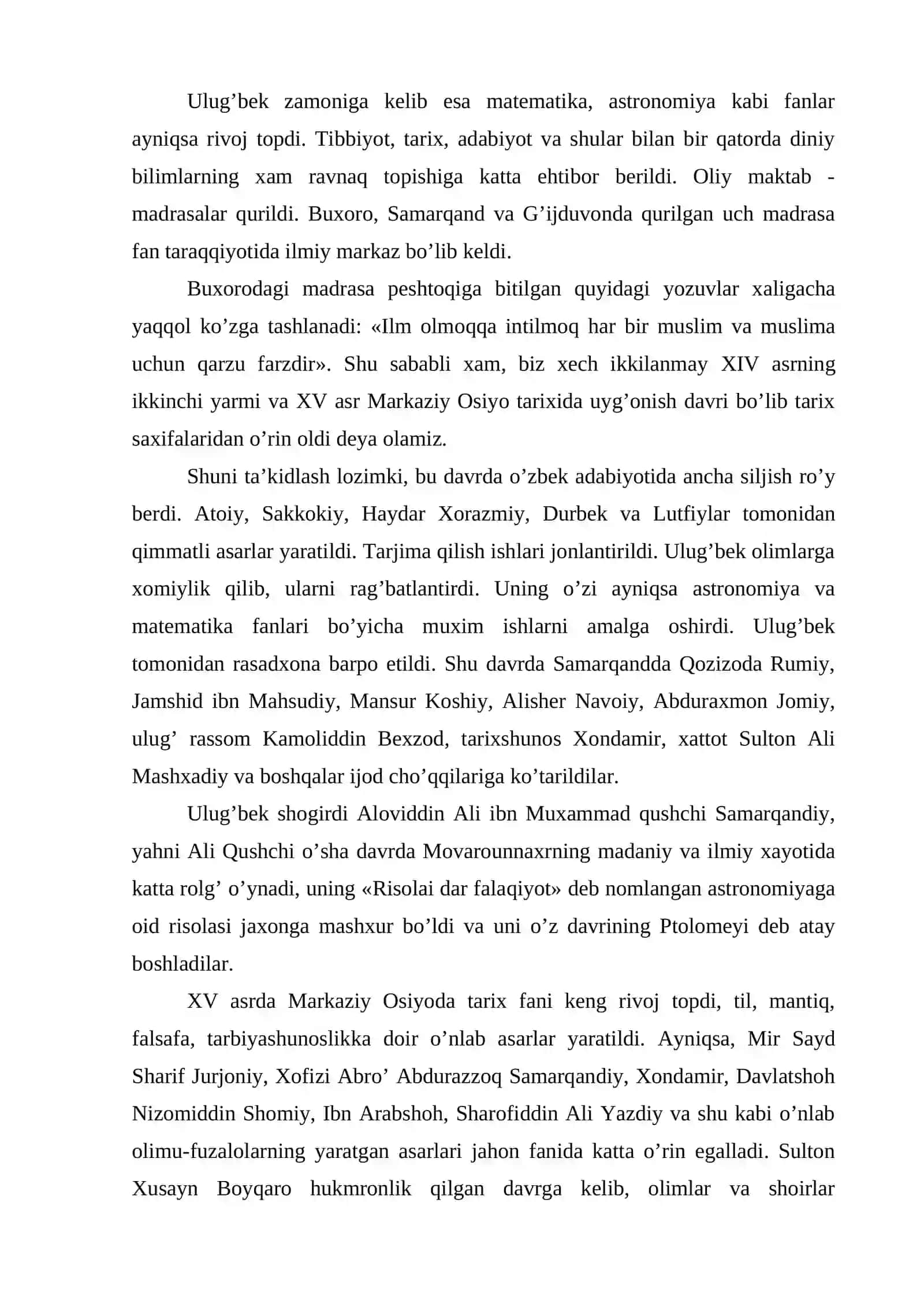 XIV- XVI asrlarda maktab va m’arifiy fikrlar taraqqiyoti 4