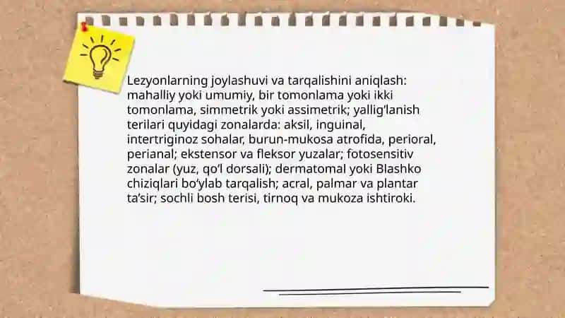 Teri kasalliklari bilan og'rigan bemorlardan anamnez yig'ish 4