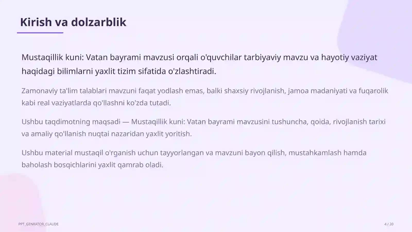 Sinf soati va tarbiyaviy tadbirlar 4