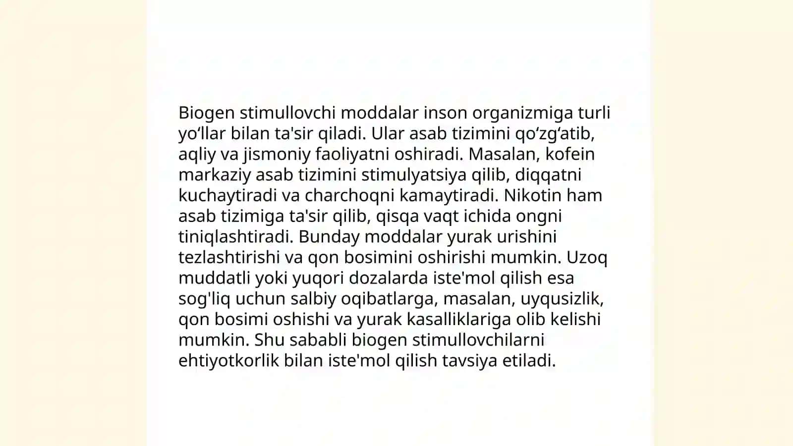 Biogen stimullovchi ta'sirga ega birikmalar haqida 4