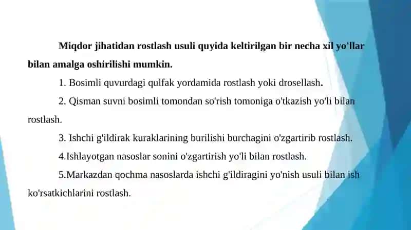 Tizim(quvurlar)ning bosim xarakteristikasi 4