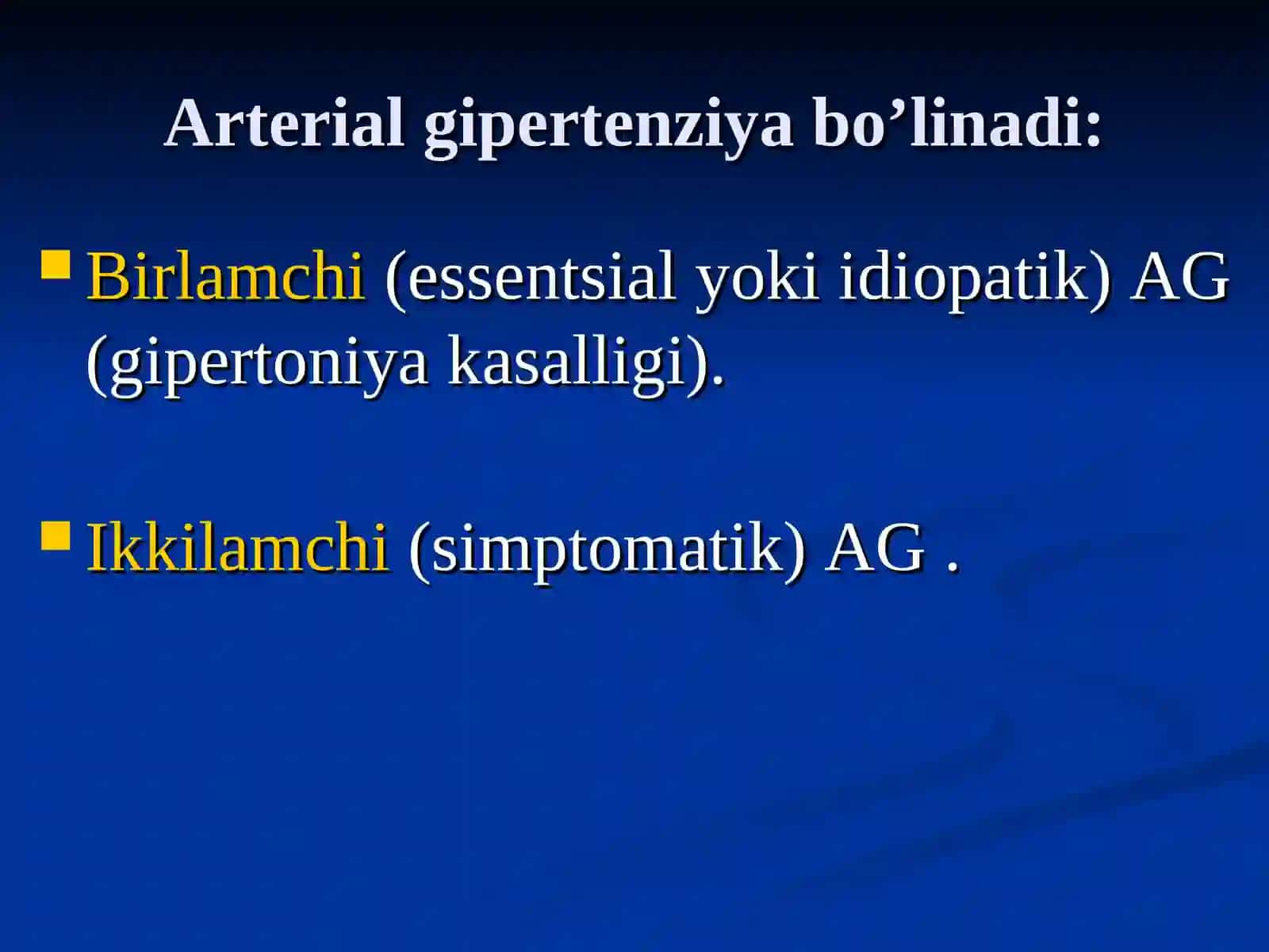 GIPERTONIYA KASALLIGI, ARTERIAL GIPERTENZIYA 4