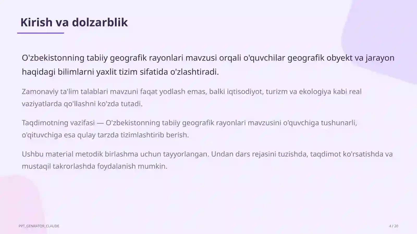 O'zbekistonning tabiiy geografik rayonlari (8-sinf) 4
