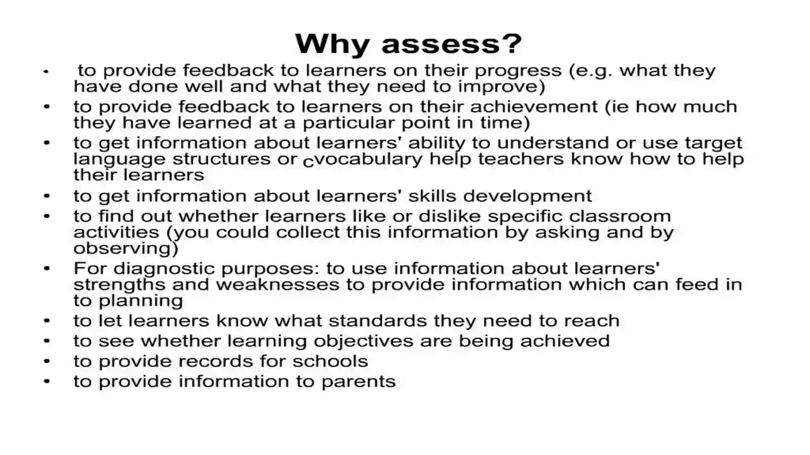 Types, Forms, and techniques of assessment inelt 4