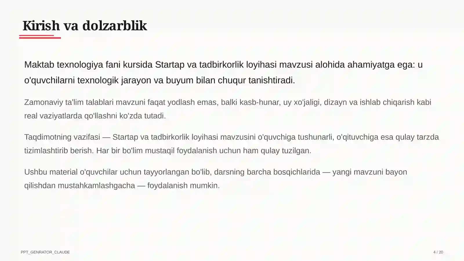 Startap va tadbirkorlik loyihasi (11-sinf) 4