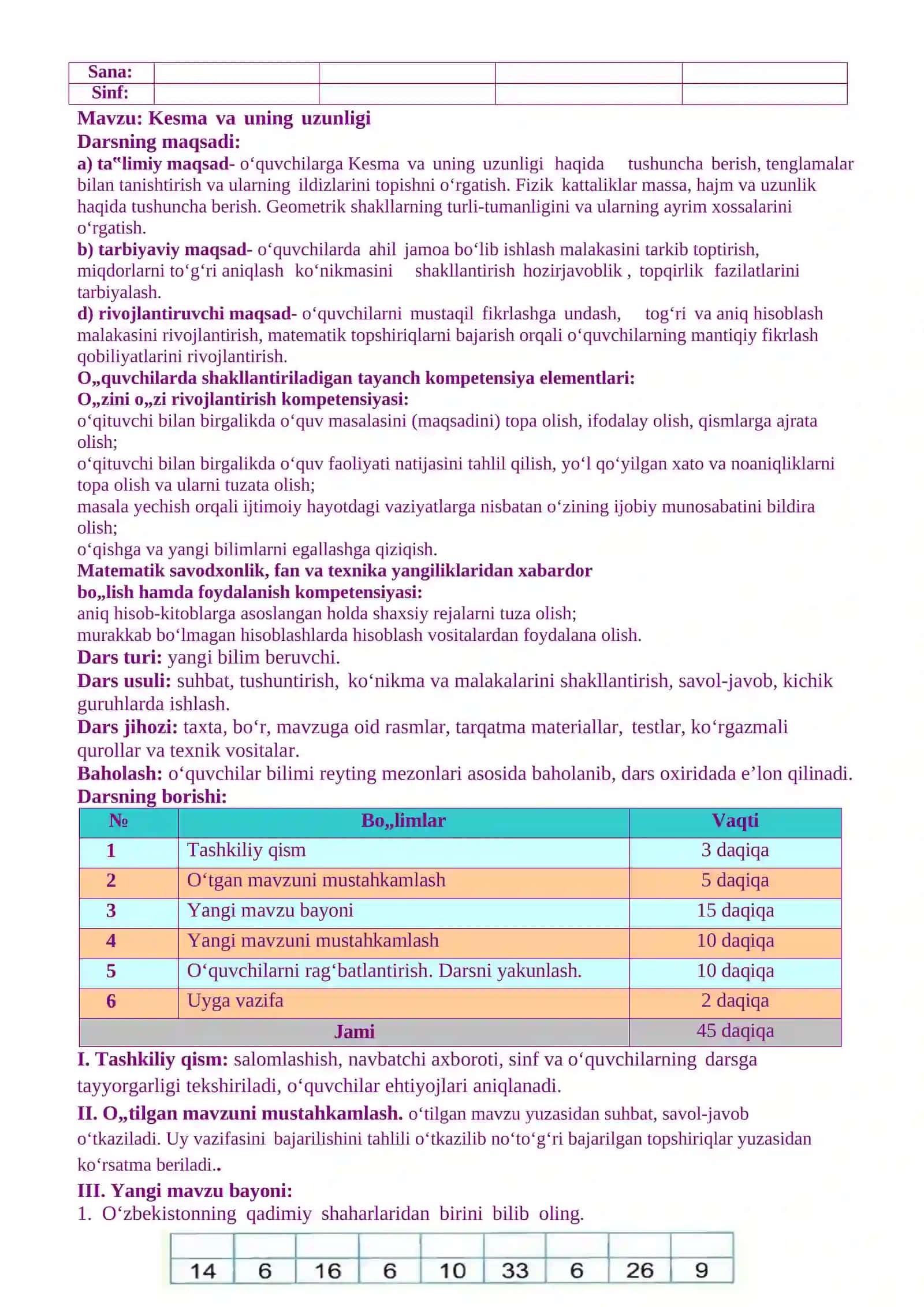 Kesma va uning uzunligi 4