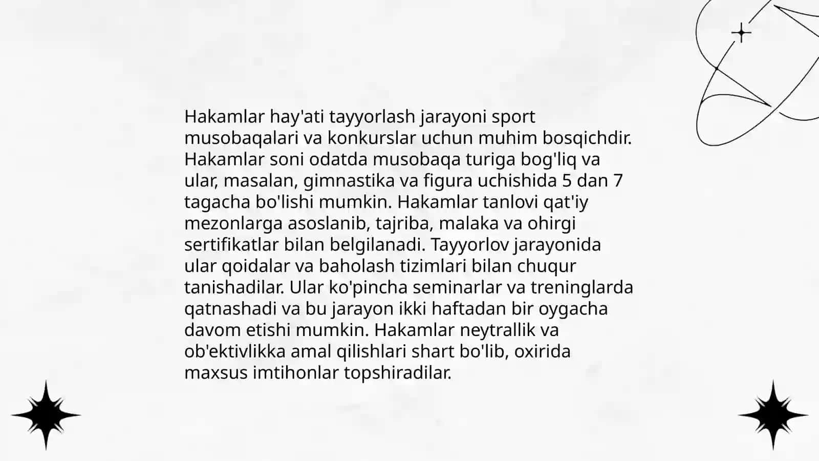 Yengil atletika bo'yicha musobaqalarni tashkil qilish va o'tkazish, musobaqalardagi hujjatlar va hakamlik ishi 4