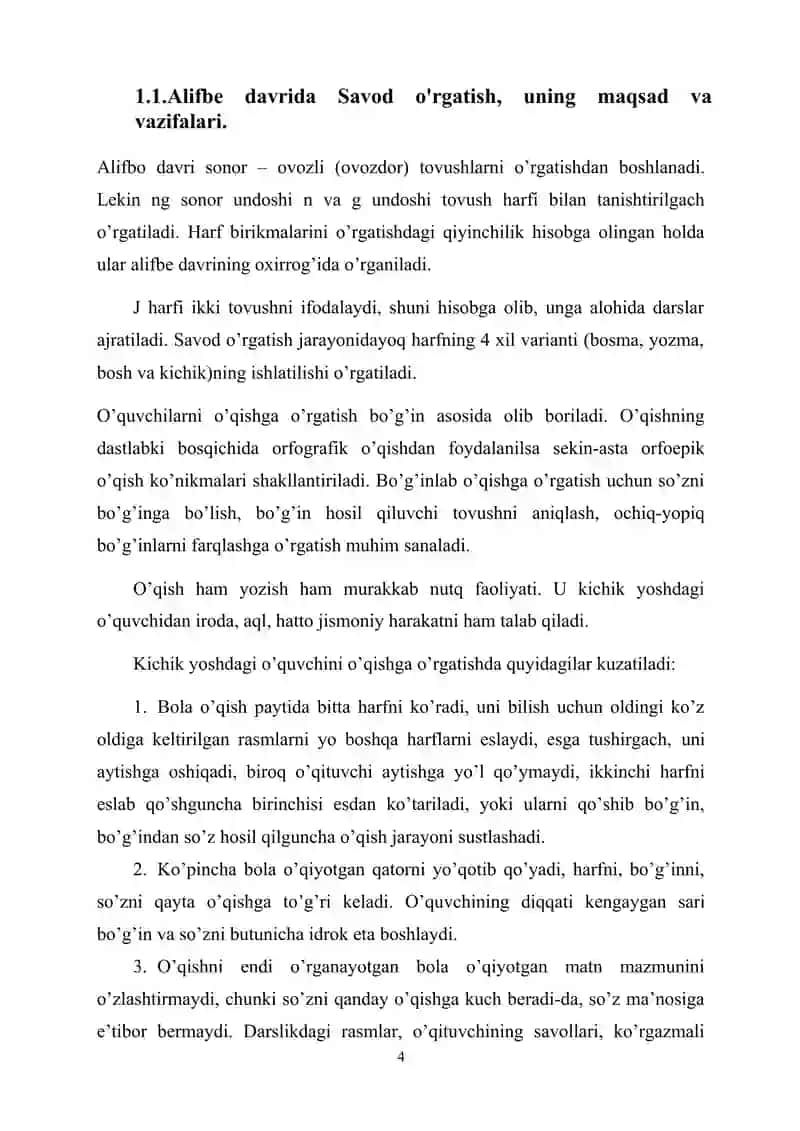 Ona tili oʻqitish metodikasi fanidan alifbo davri,. 4