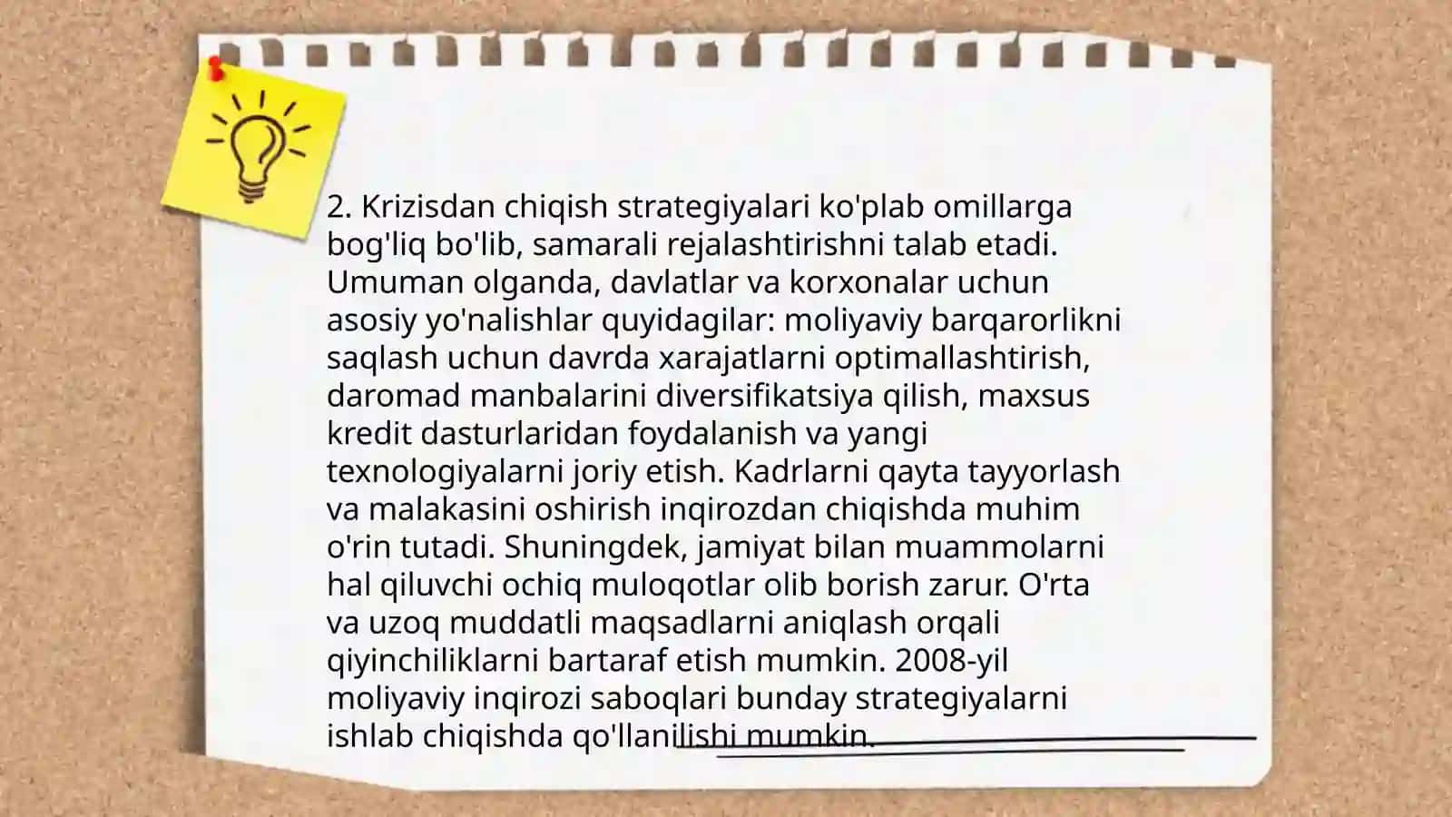 Krizisdan chiqishning asosiy mexanizmi 4