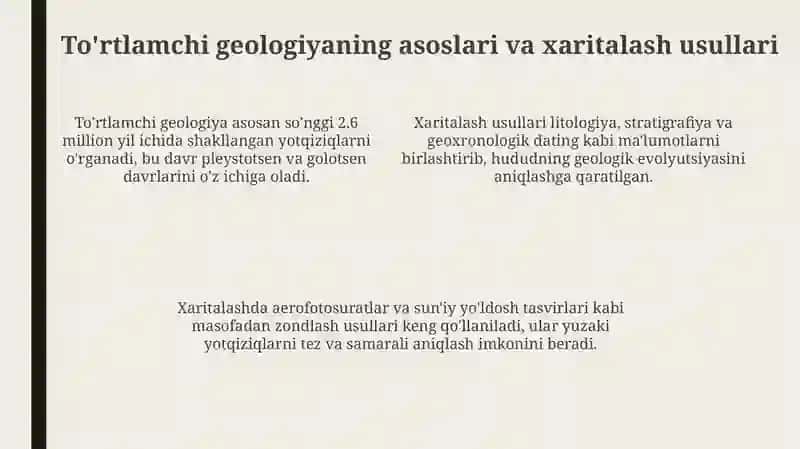 To'rtlamchi davr yotqiziqlari xaritasi bilan ishlash 4