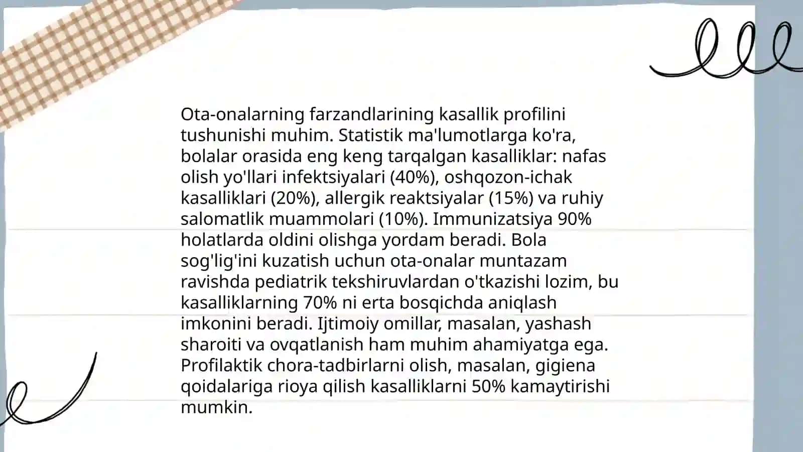 Bola yoki òsmirni ayniqsa onkogemotoligik kasallik profiliga moslashishida oila va maktabning òrni 4