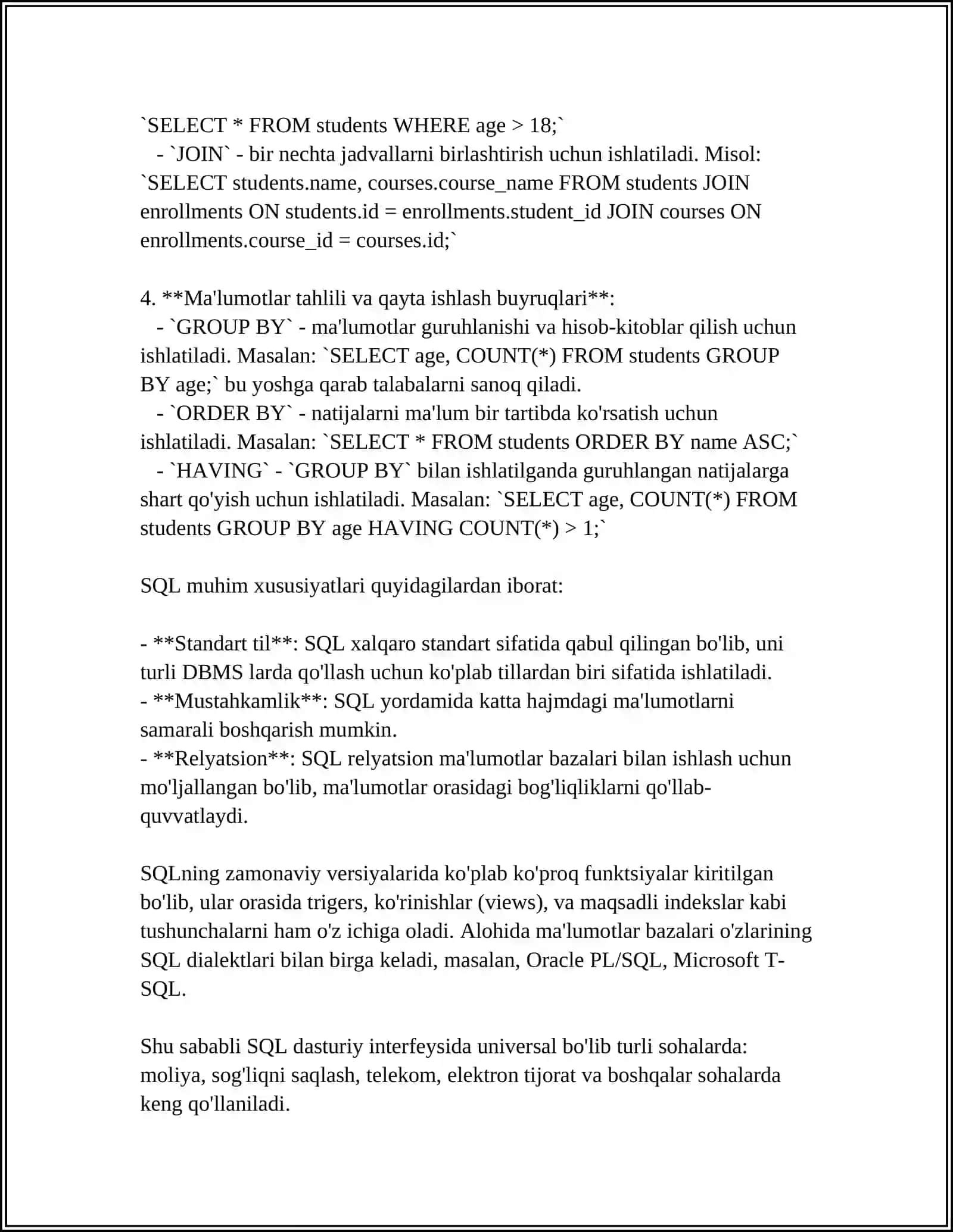 SQL NIMA? 4