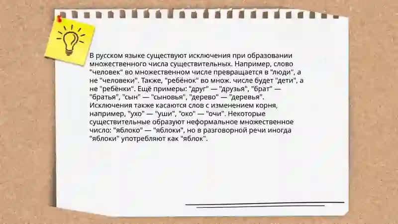 Образование формы множественного числа 4