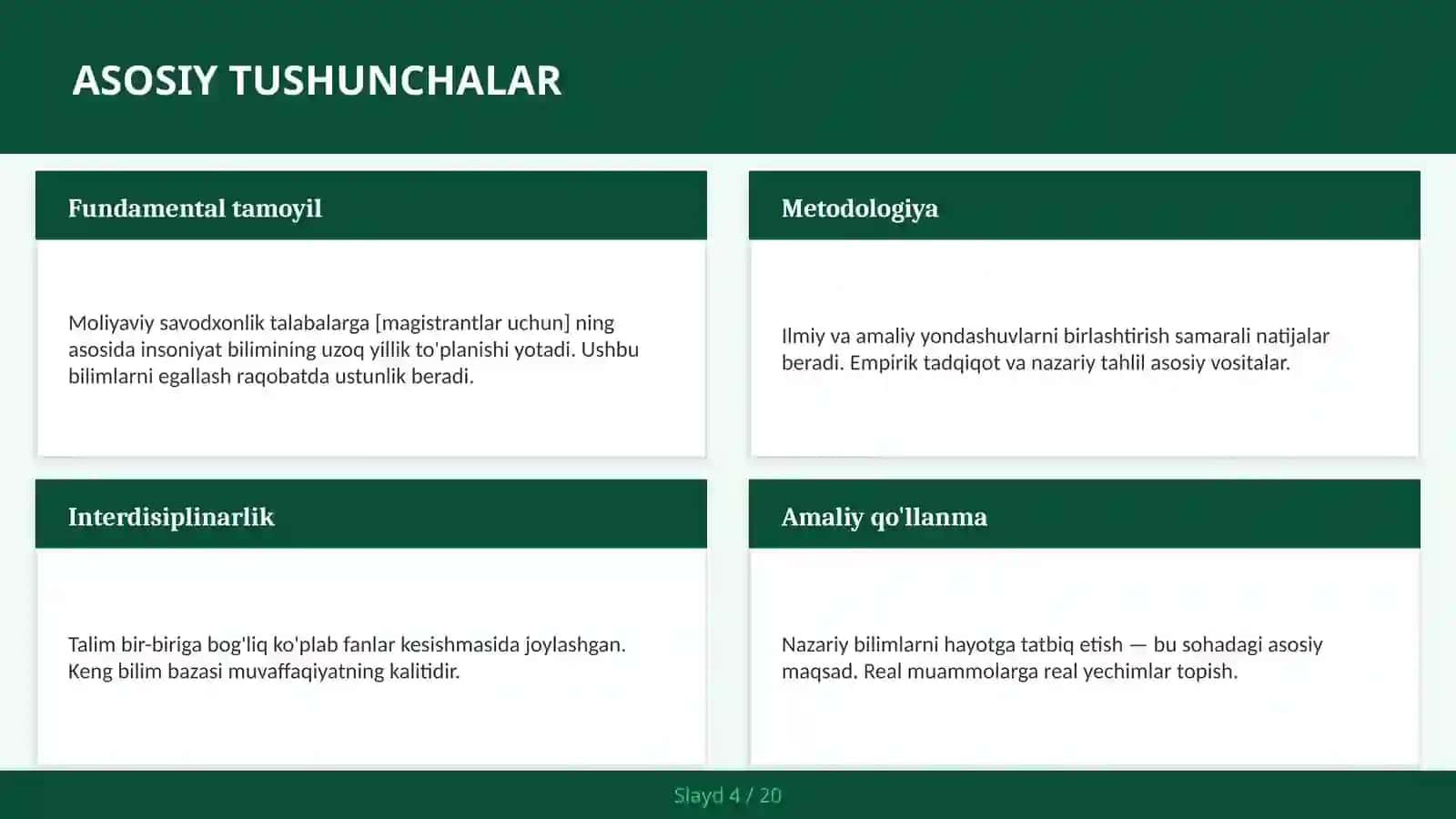 Moliyaviy savodxonlik talabalarga [magistrantlar uchun] 4