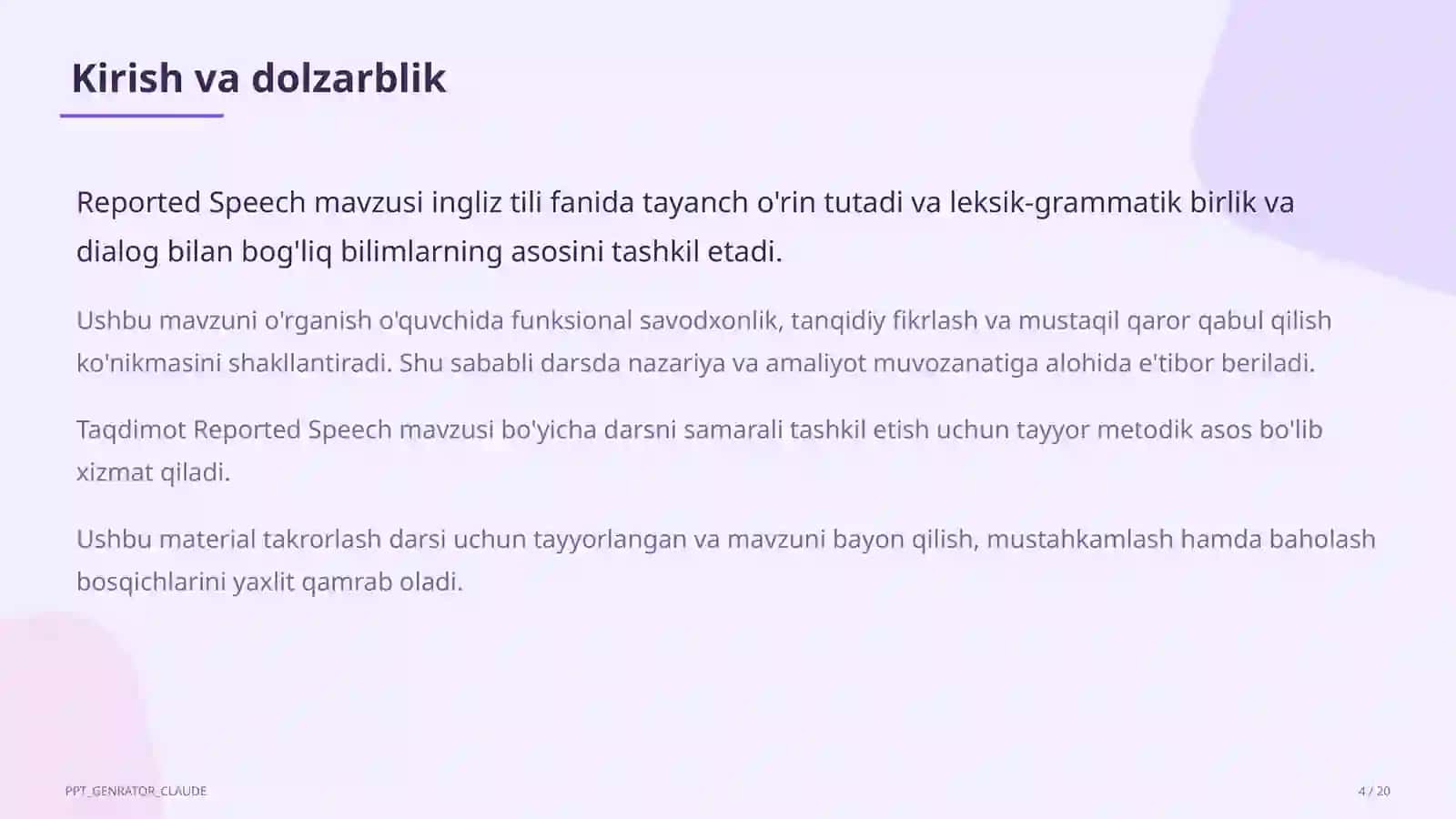 Reported Speech (9-sinf) 4