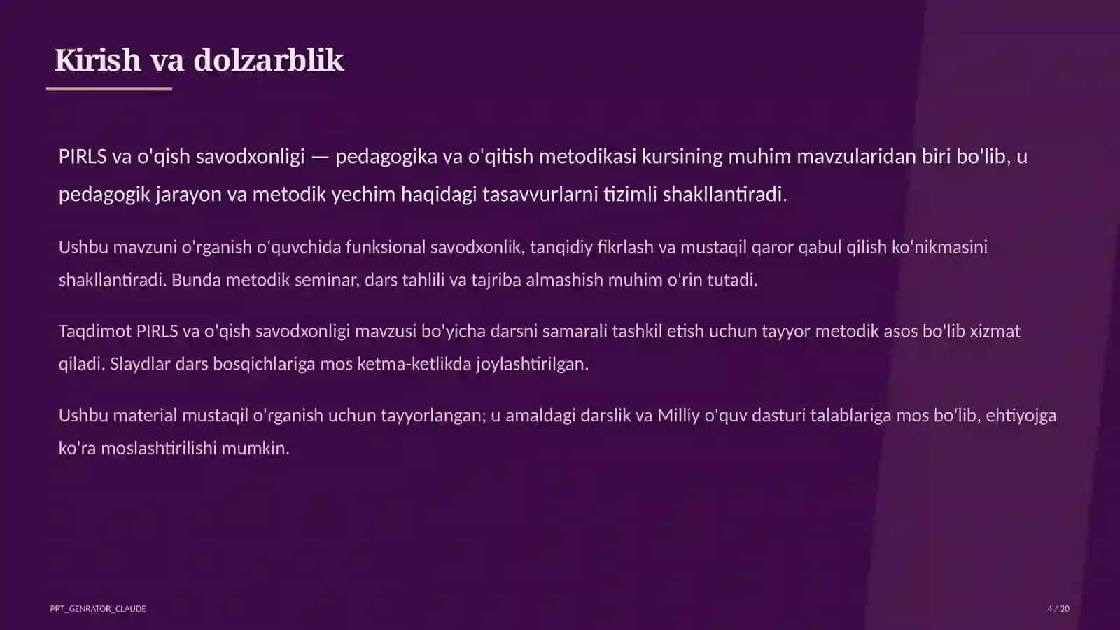 PIRLS va o'qish savodxonligi 4