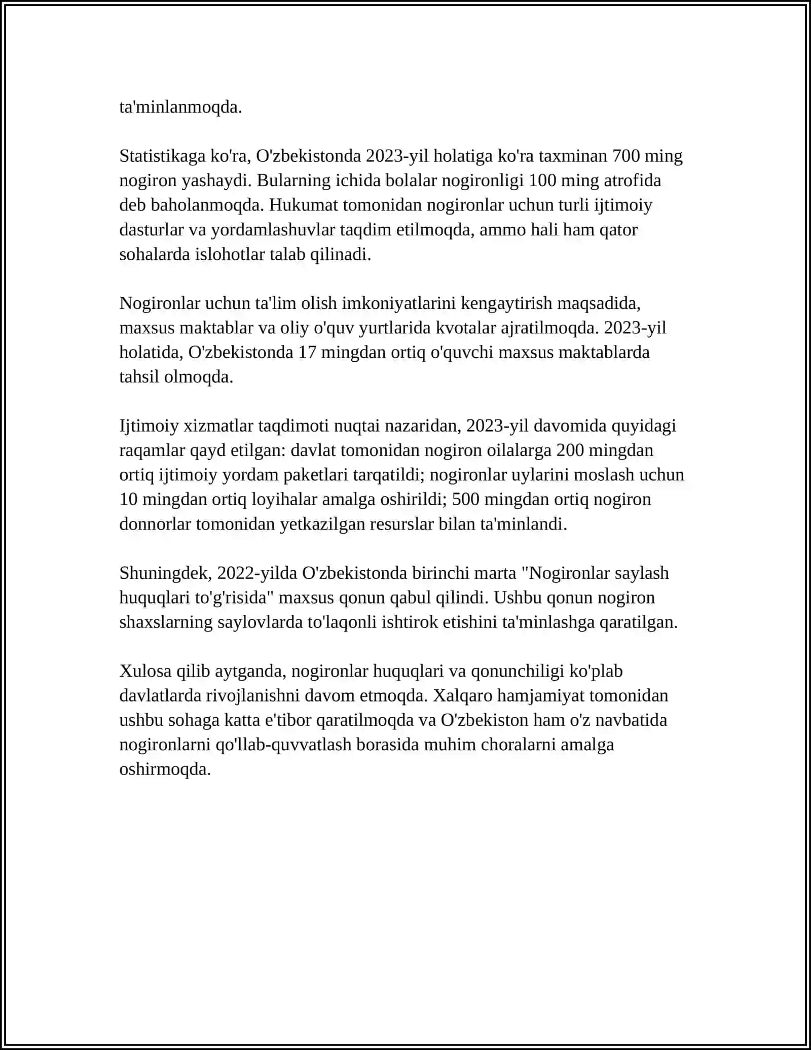JAMIYATNING NOGIRONLARGA BO’LGAN MUNOSABATI 4