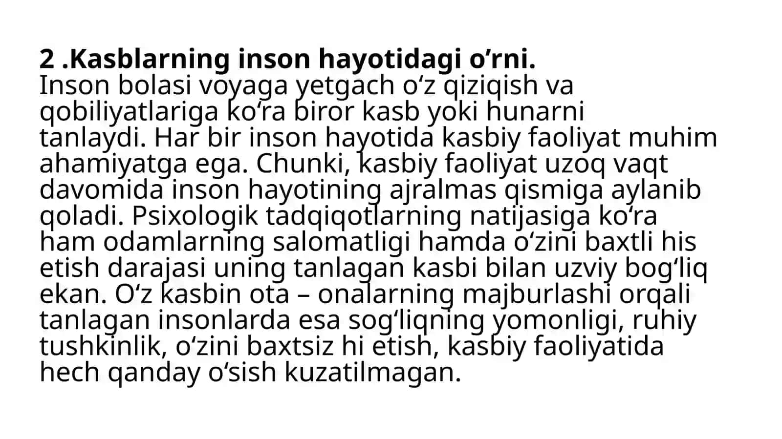 Kasbning insonga qo’yadi talablari 4
